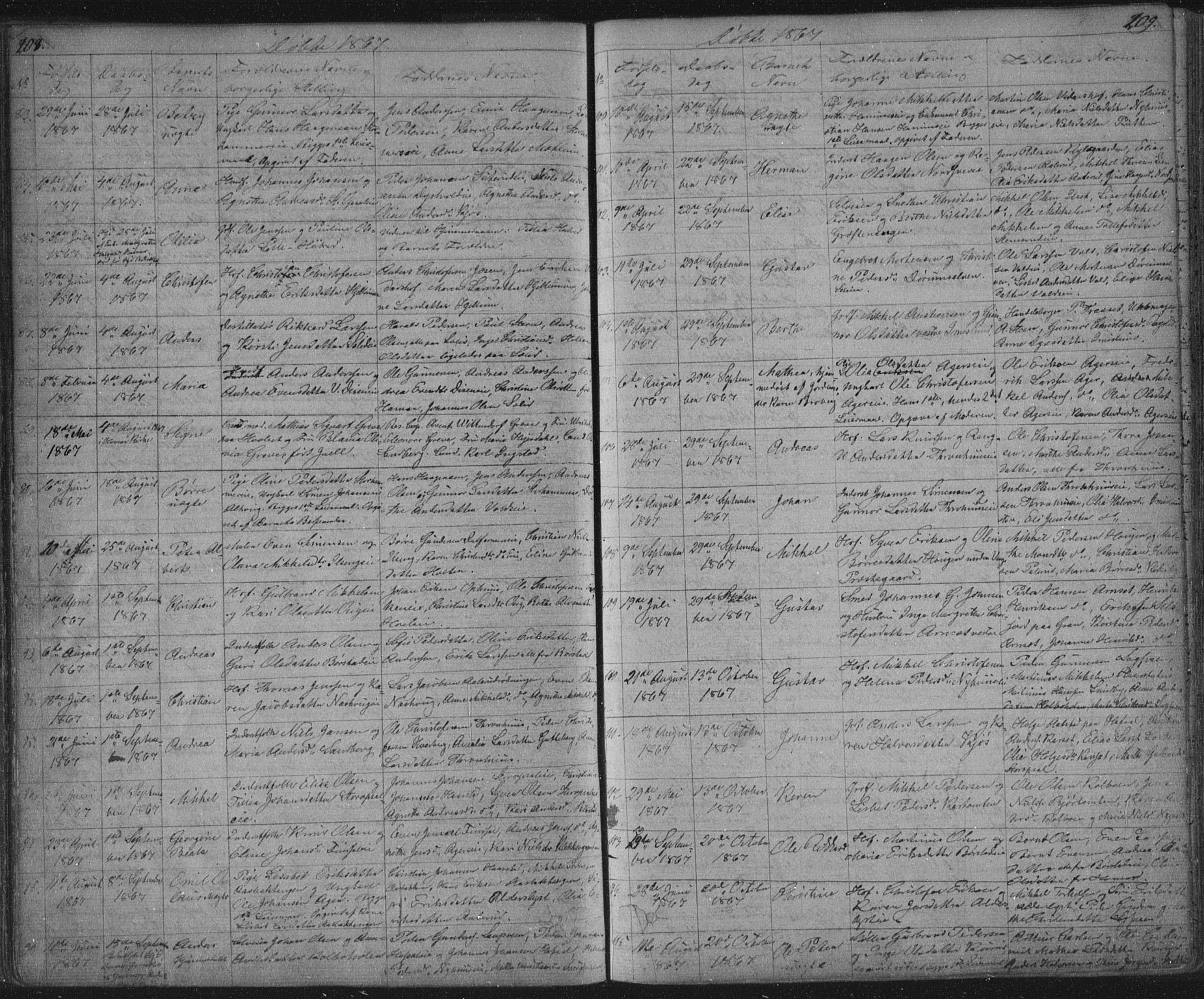 Vang prestekontor, Hedmark, AV/SAH-PREST-008/H/Ha/Hab/L0010A: Parish register (copy) no. 10a, 1854-1896, p. 208-209