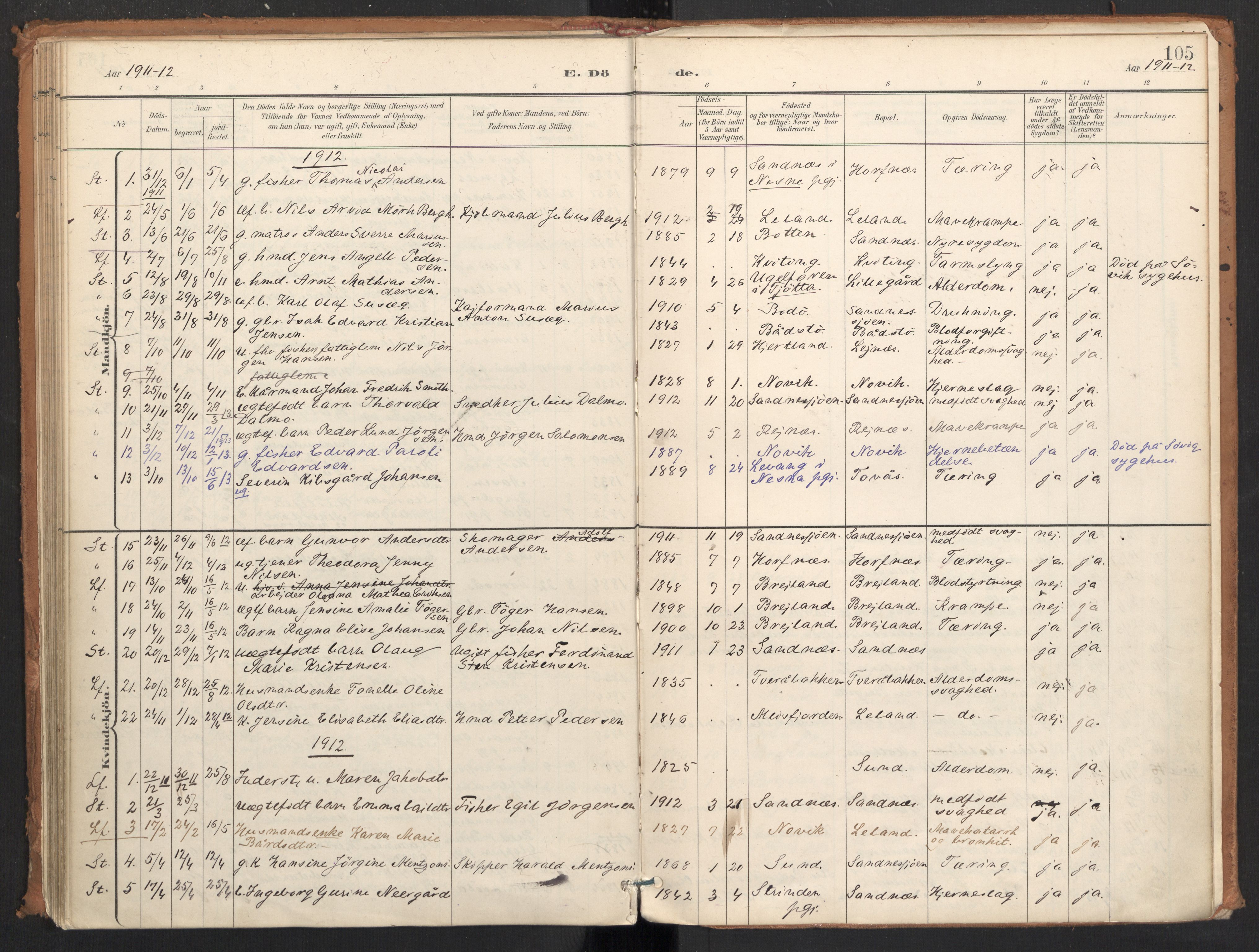 Ministerialprotokoller, klokkerbøker og fødselsregistre - Nordland, AV/SAT-A-1459/831/L0472: Parish register (official) no. 831A03, 1897-1912, p. 105