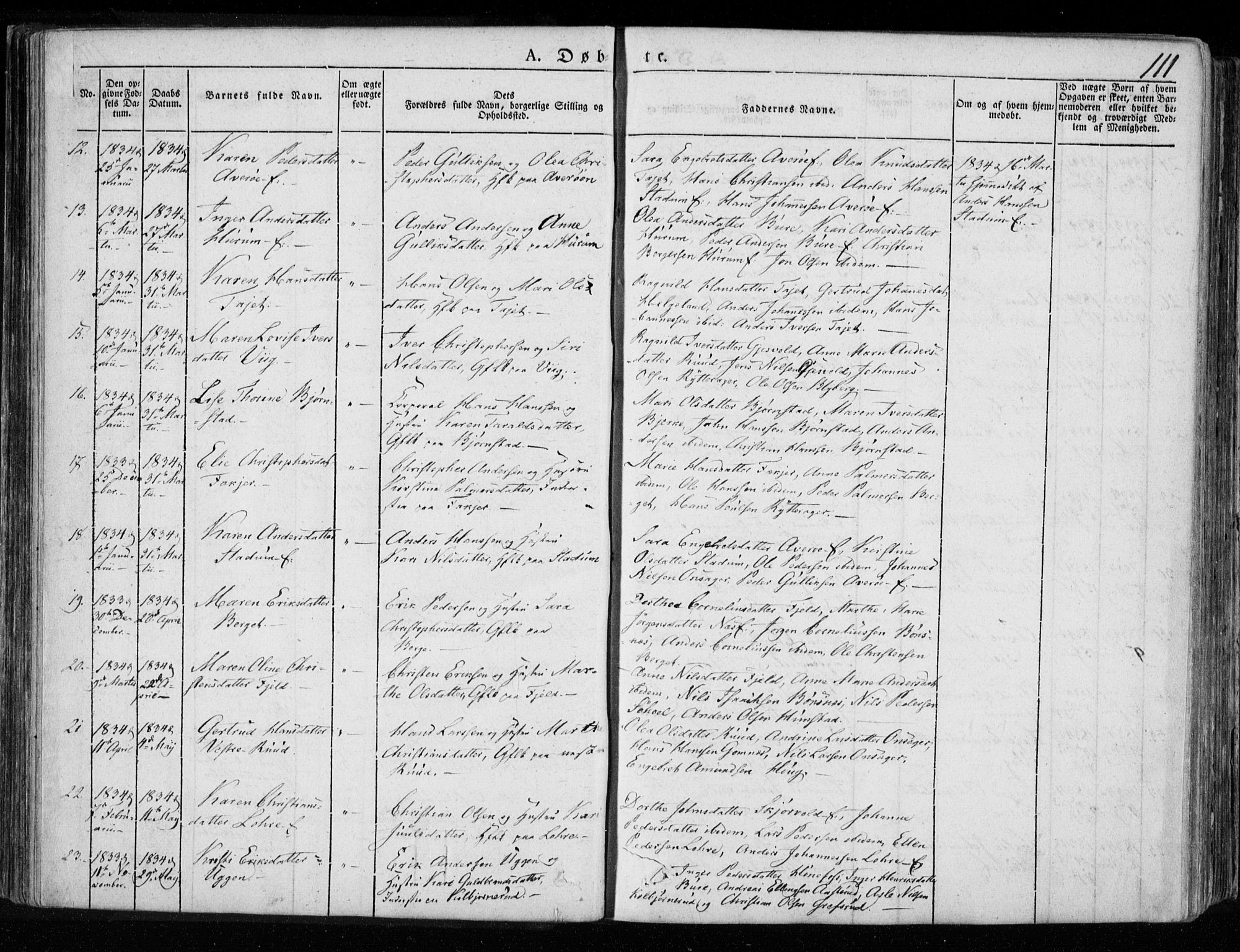 Hole kirkebøker, SAKO/A-228/F/Fa/L0005: Parish register (official) no. I 5, 1833-1851, p. 111