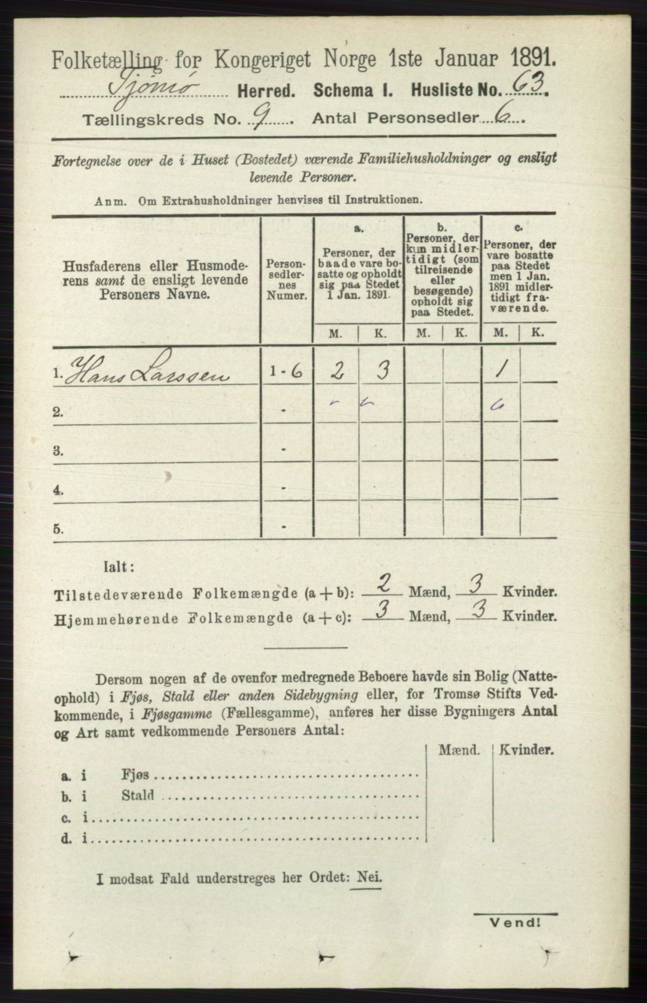 RA, 1891 census for 0723 Tjøme, 1891, p. 3252