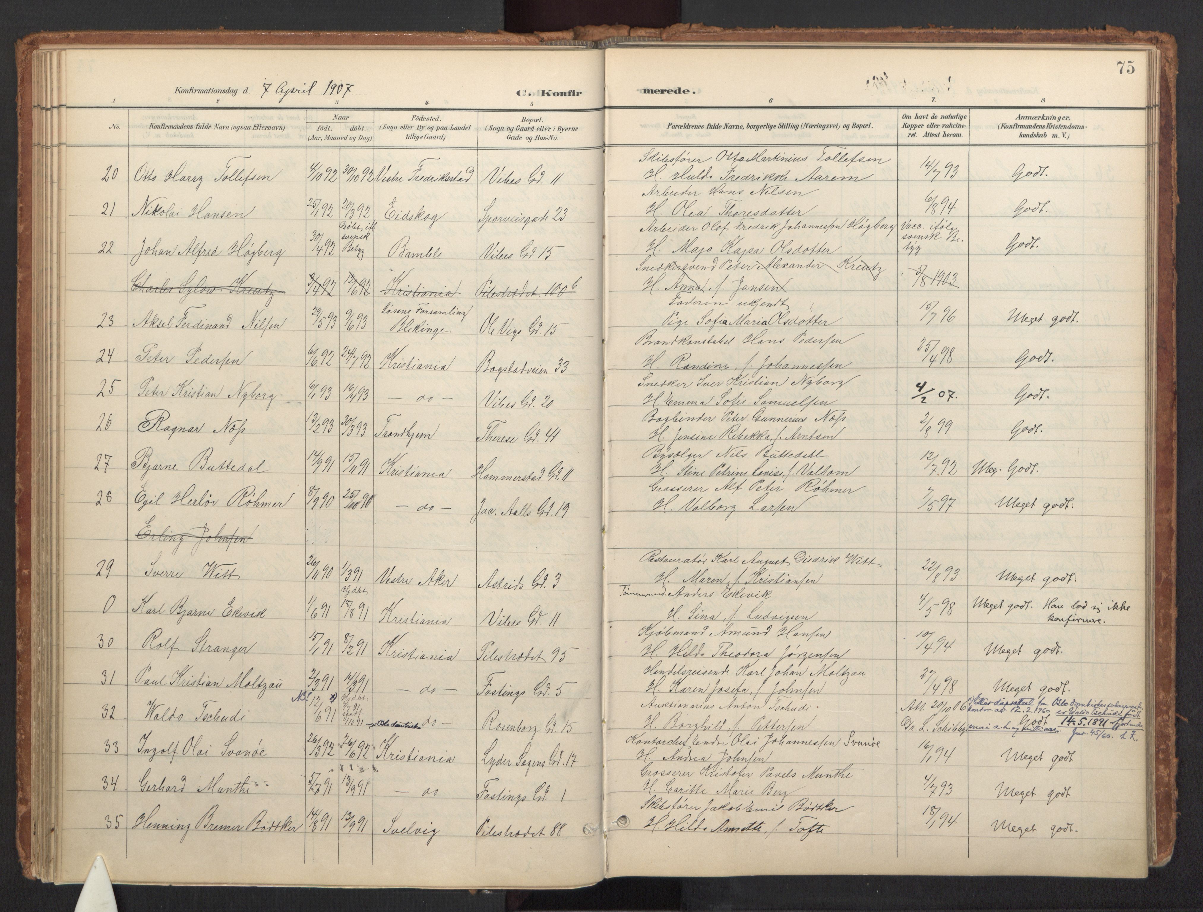 Fagerborg prestekontor Kirkebøker, SAO/A-10844/F/Fa/L0002: Parish register (official) no. 2, 1898-1918, p. 75