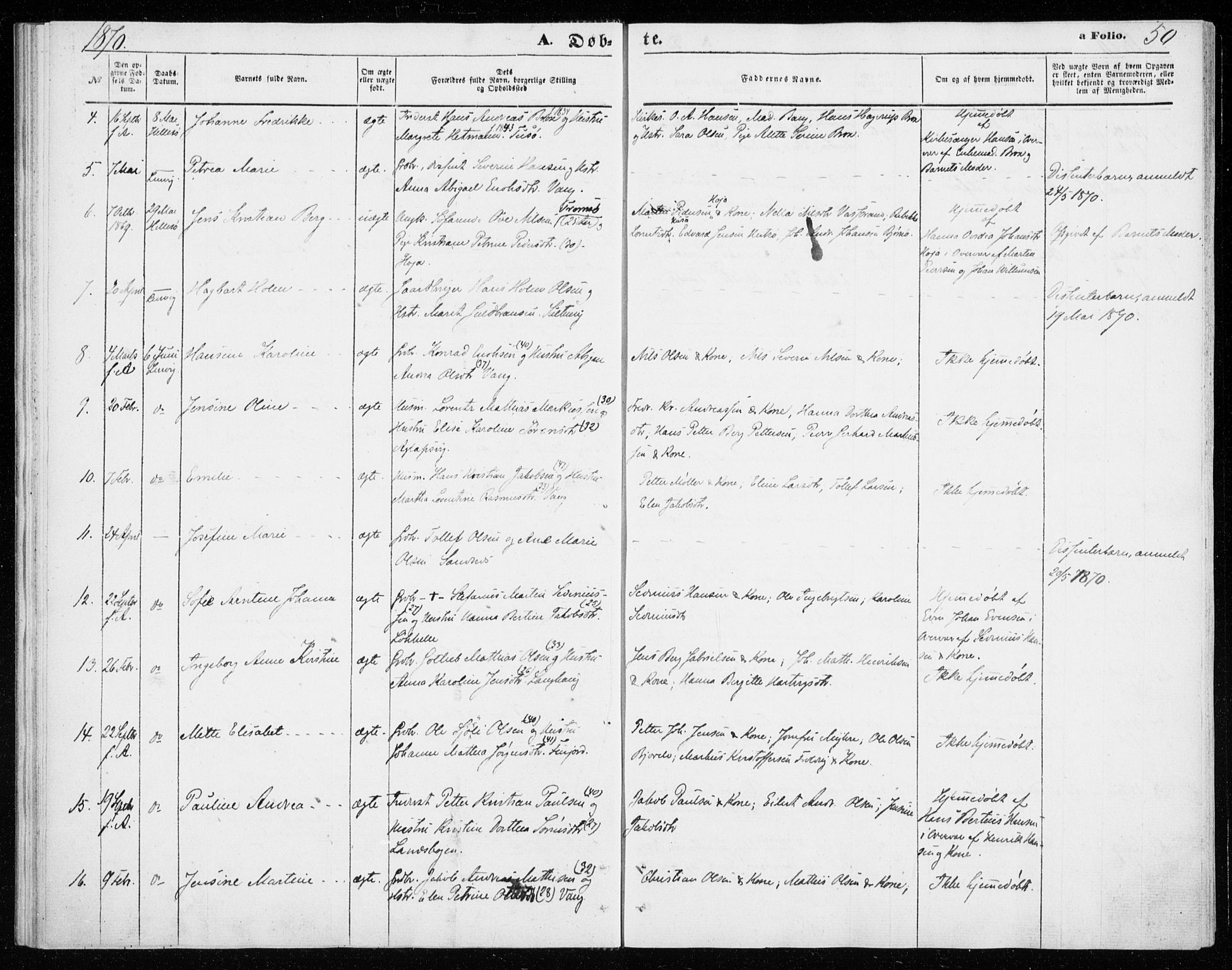 Lenvik sokneprestembete, SATØ/S-1310/H/Ha/Haa/L0009kirke: Parish register (official) no. 9, 1866-1873, p. 50