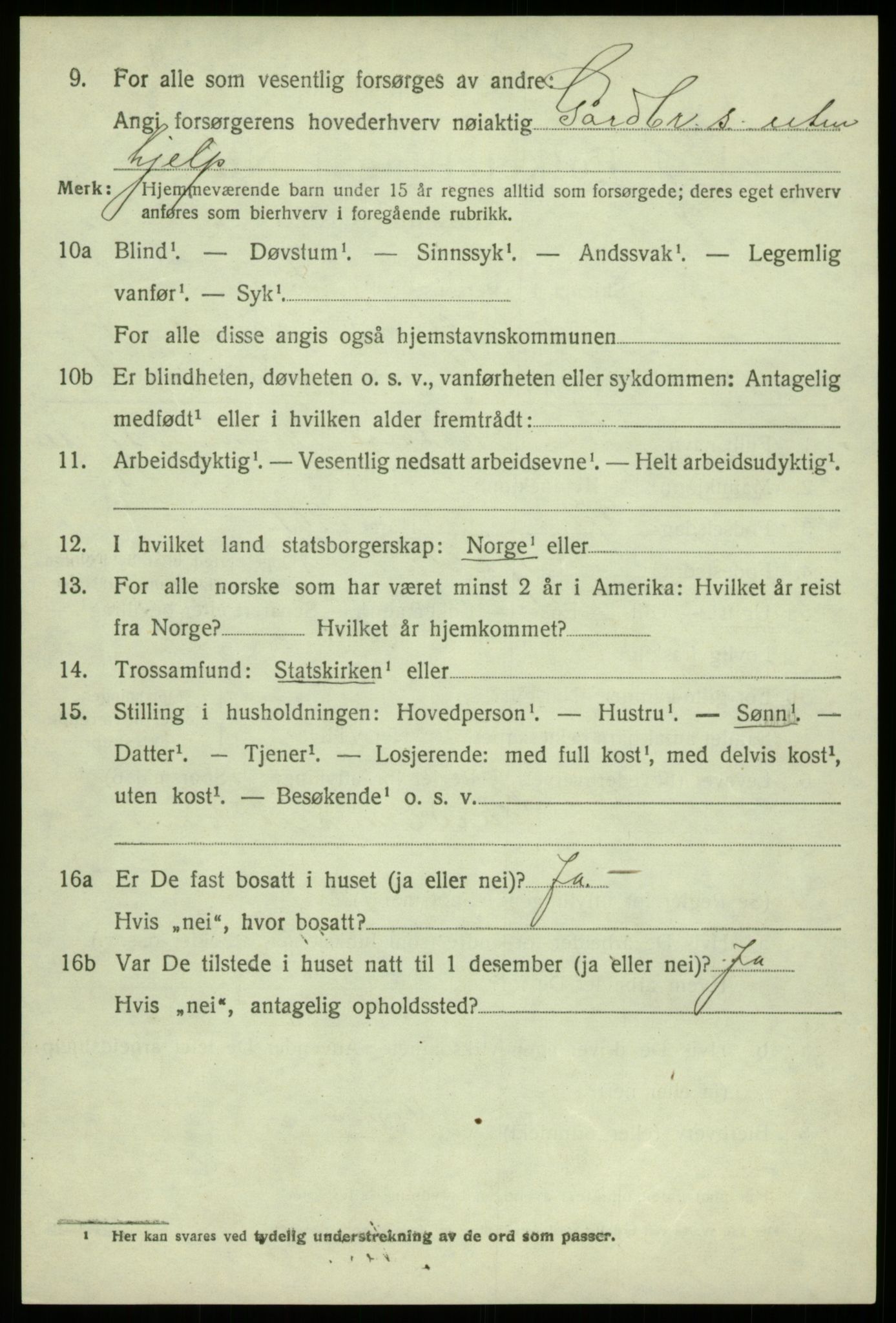 SAB, 1920 census for Fjell, 1920, p. 6653