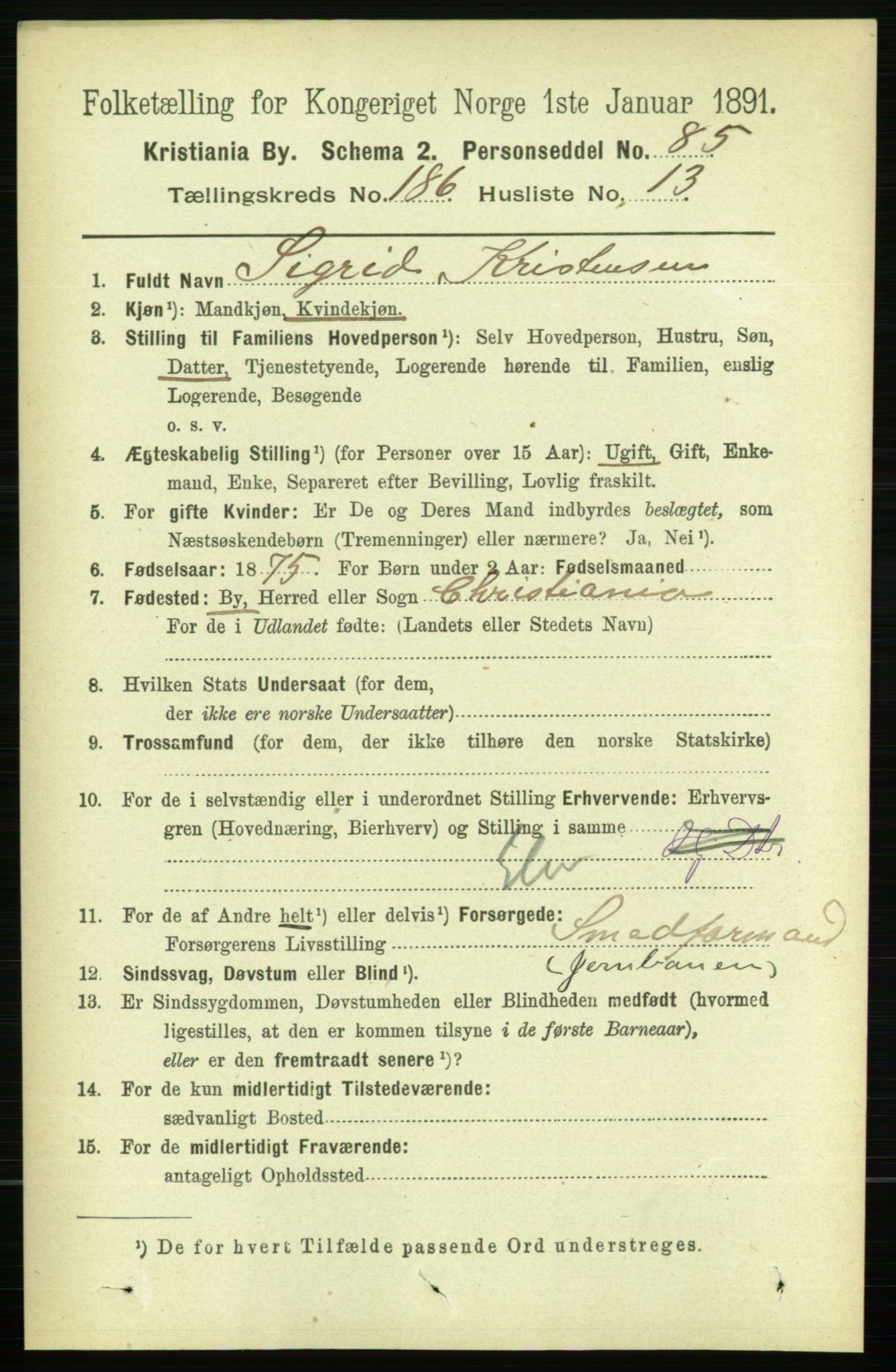 RA, 1891 census for 0301 Kristiania, 1891, p. 111866