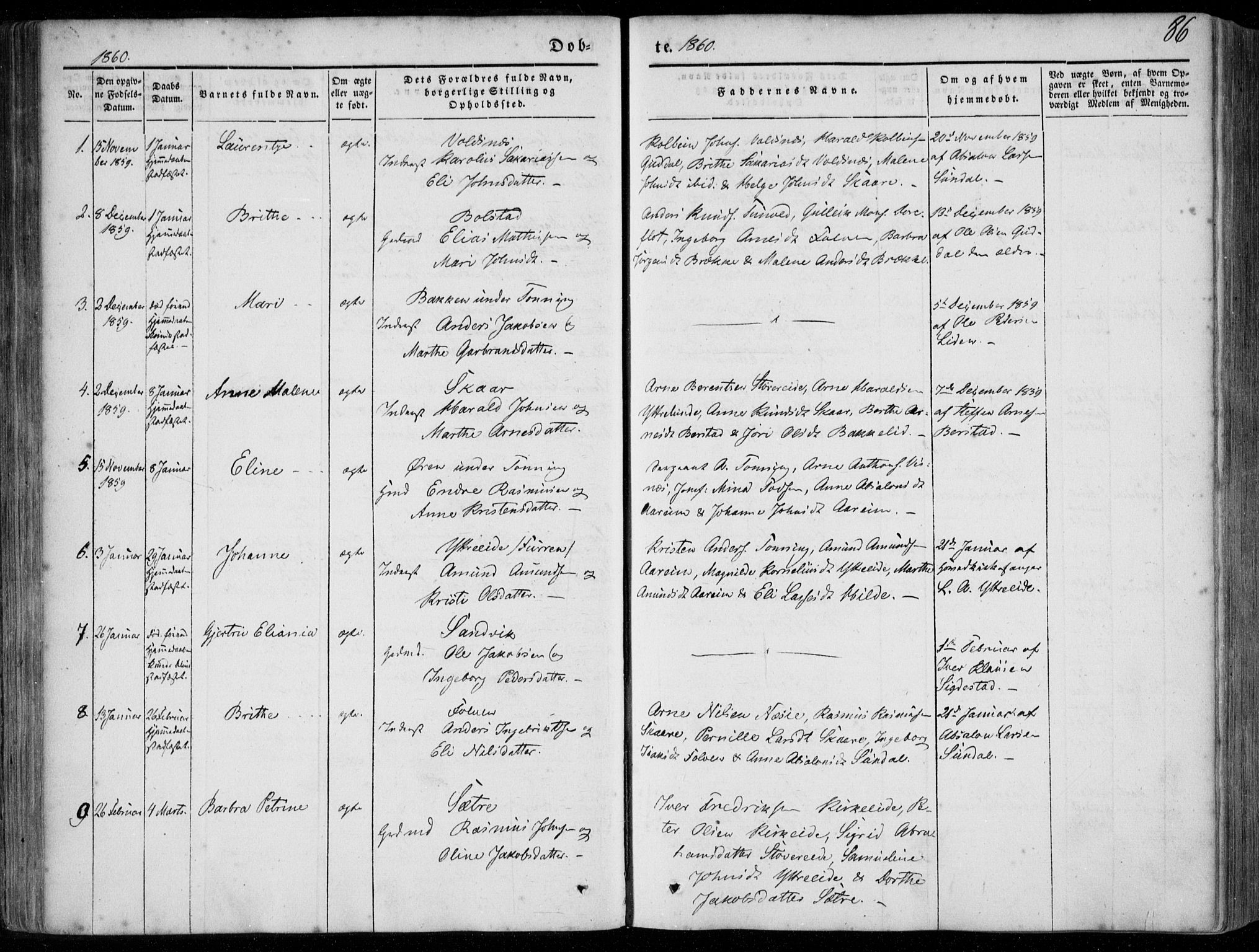 Stryn Sokneprestembete, SAB/A-82501: Parish register (official) no. A 2, 1844-1861, p. 86