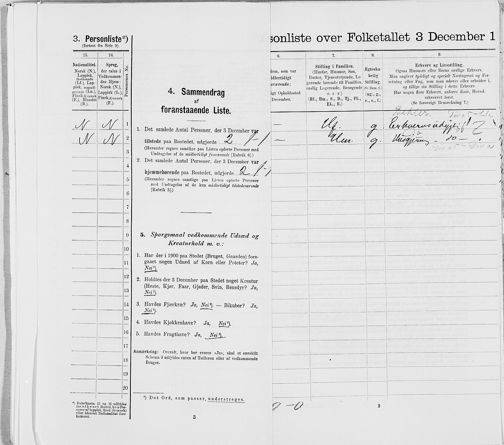 SAT, 1900 census for Lurøy, 1900, p. 274