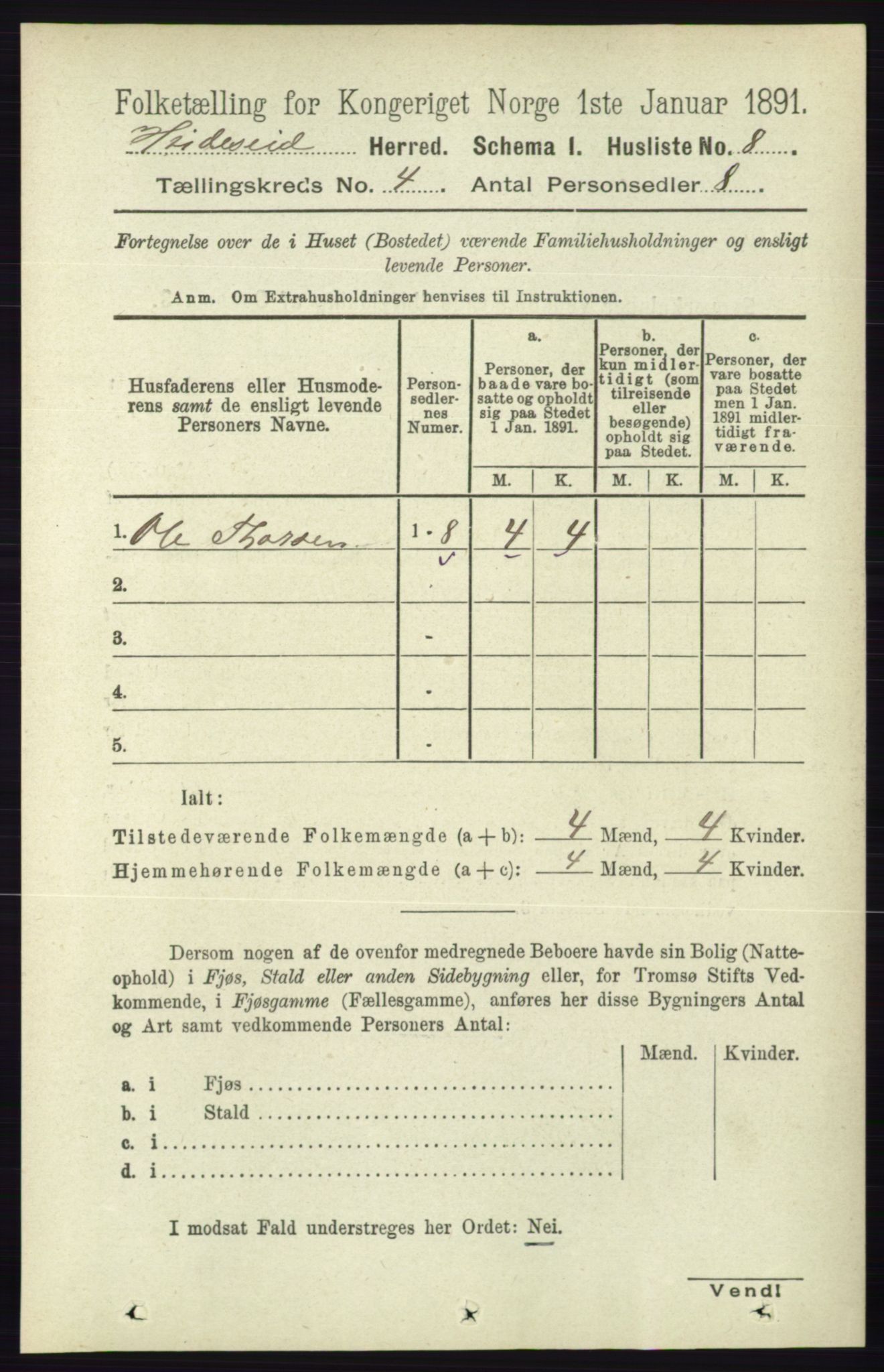 RA, 1891 census for 0829 Kviteseid, 1891, p. 712