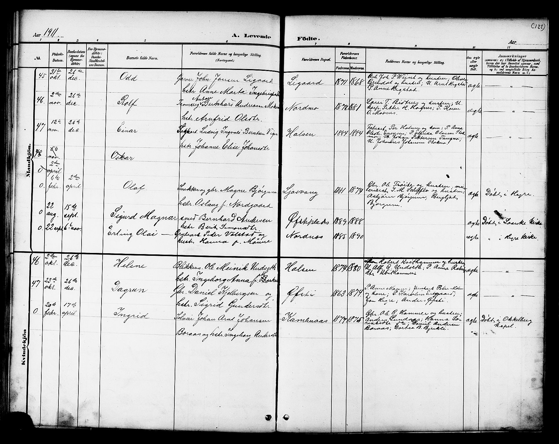 Ministerialprotokoller, klokkerbøker og fødselsregistre - Nord-Trøndelag, SAT/A-1458/709/L0087: Parish register (copy) no. 709C01, 1892-1913, p. 122