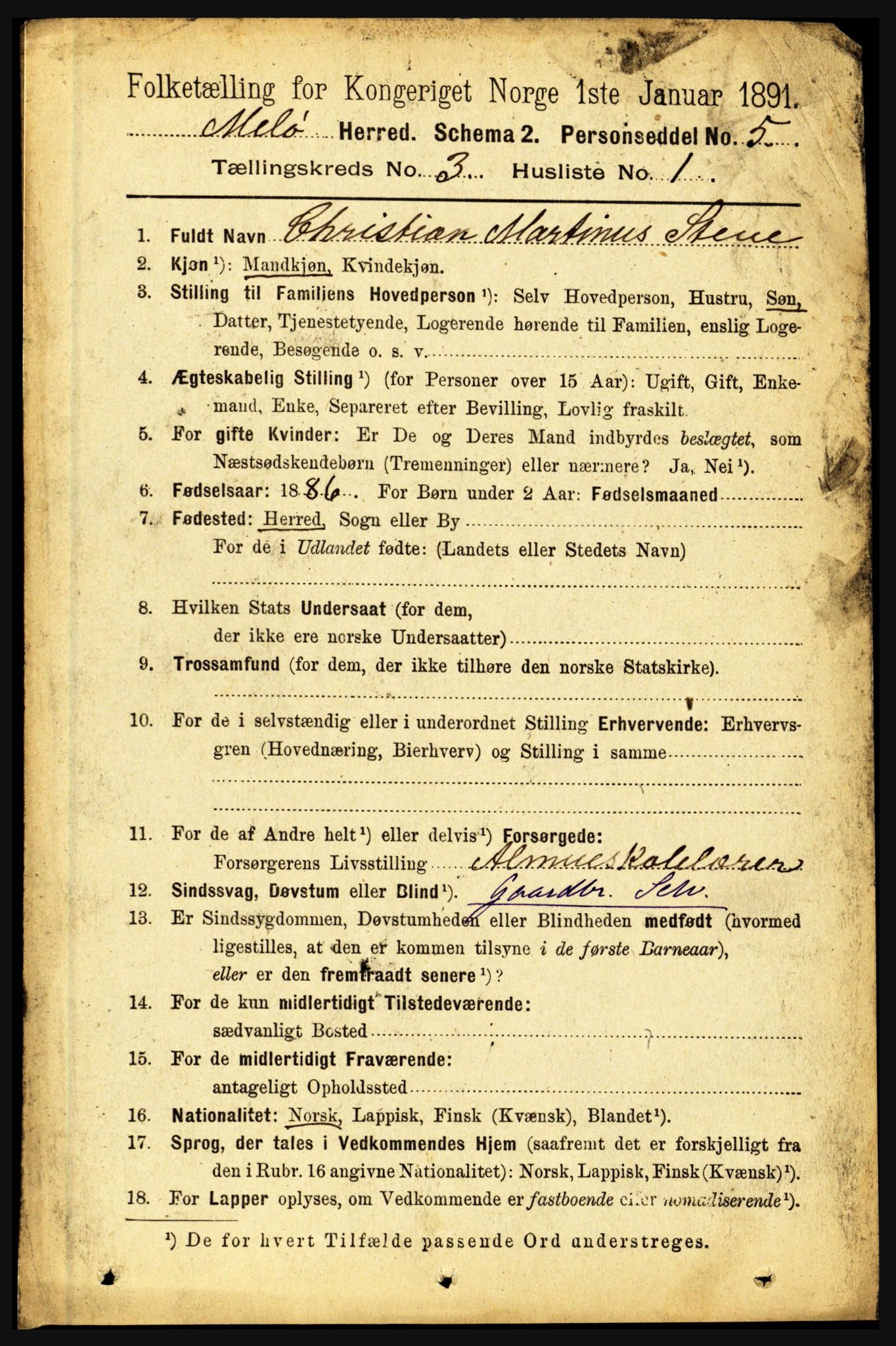 RA, 1891 census for 1837 Meløy, 1891, p. 929