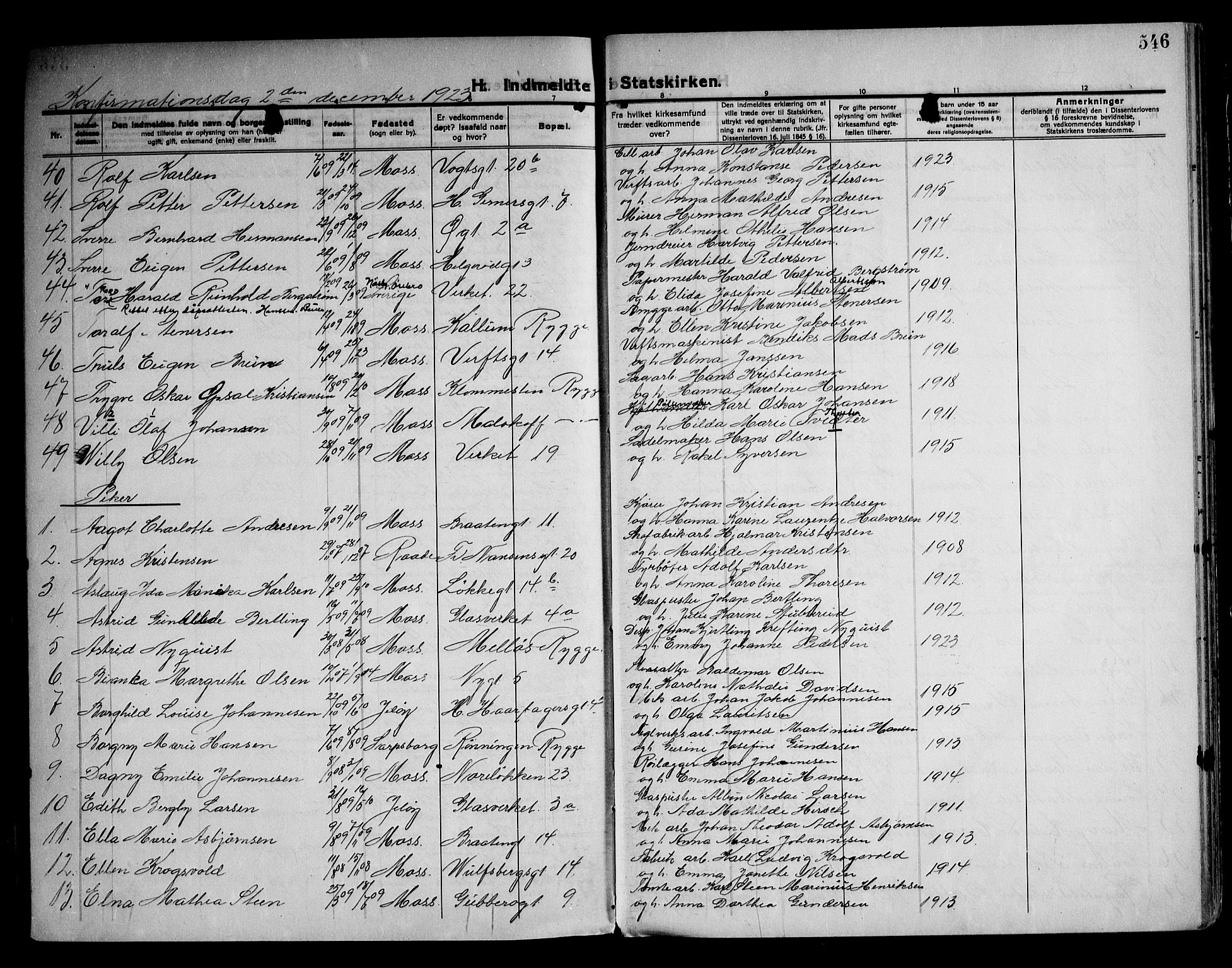 Moss prestekontor Kirkebøker, AV/SAO-A-2003/F/Fb/L0005: Parish register (official) no. II 5, 1913-1923, p. 546