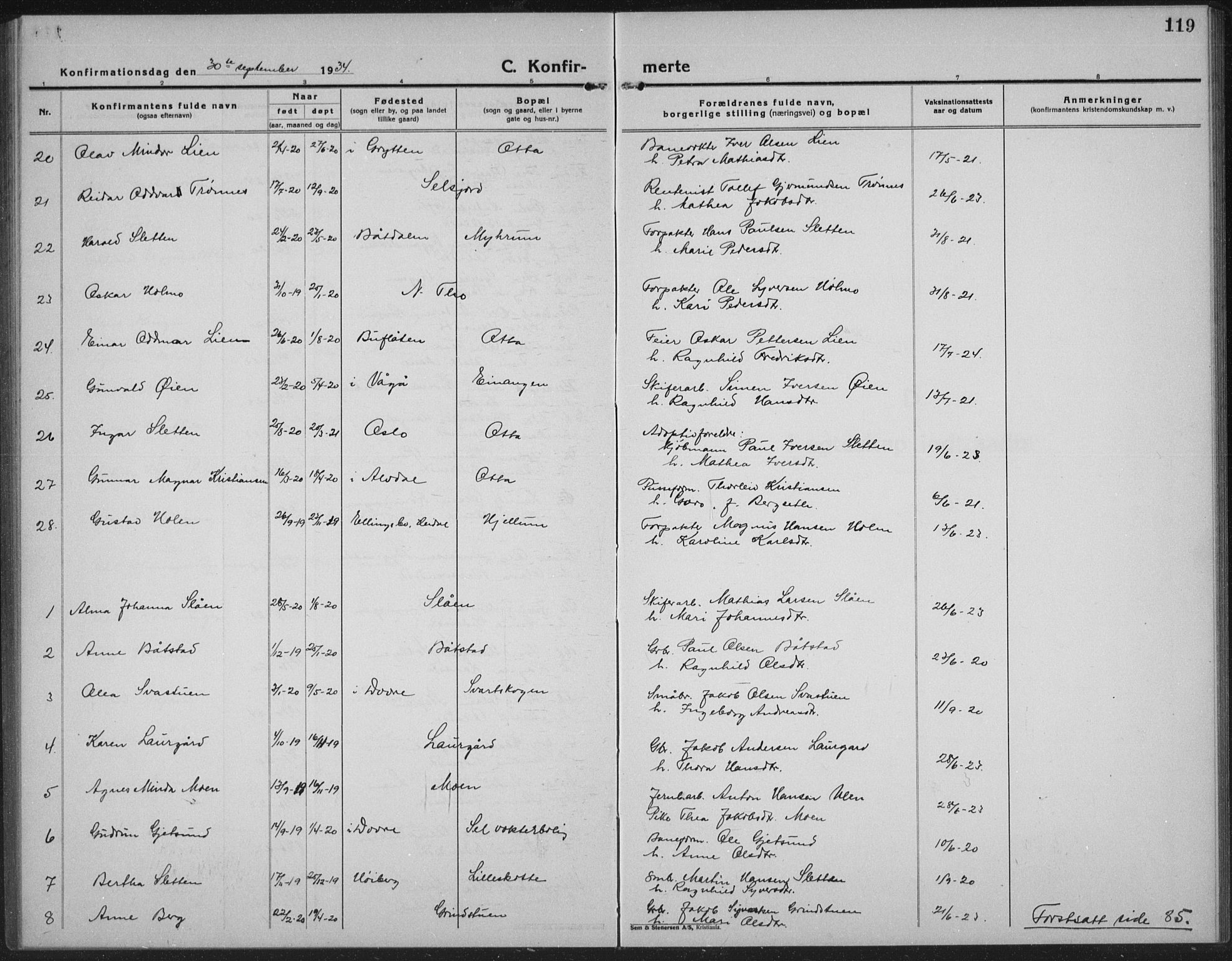 Sel prestekontor, AV/SAH-PREST-074/H/Ha/Hab/L0002: Parish register (copy) no. 2, 1923-1939, p. 119