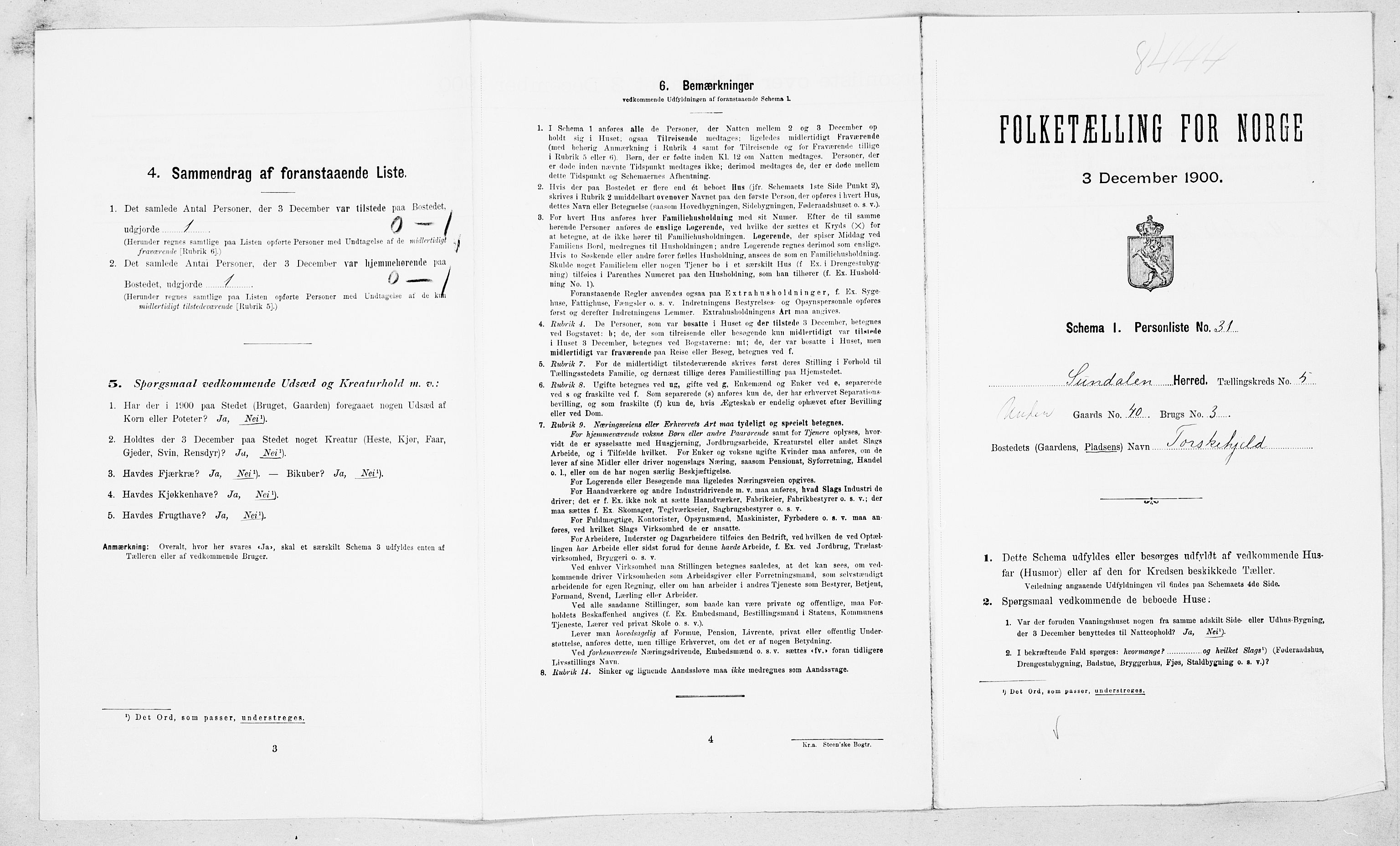 SAT, 1900 census for Sunndal, 1900, p. 356