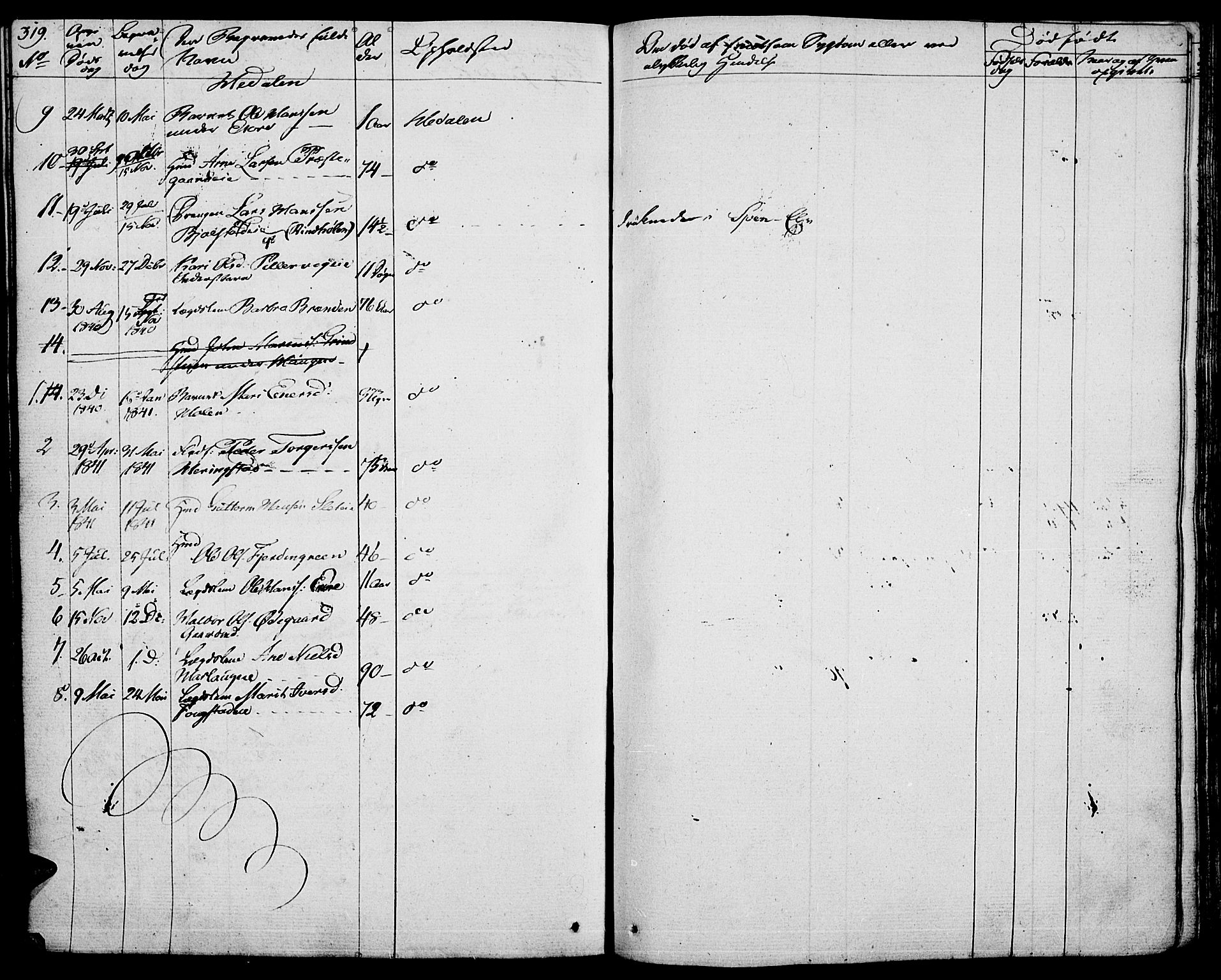 Vågå prestekontor, SAH/PREST-076/H/Ha/Haa/L0004: Parish register (official) no. 4 /2, 1834-1842, p. 319