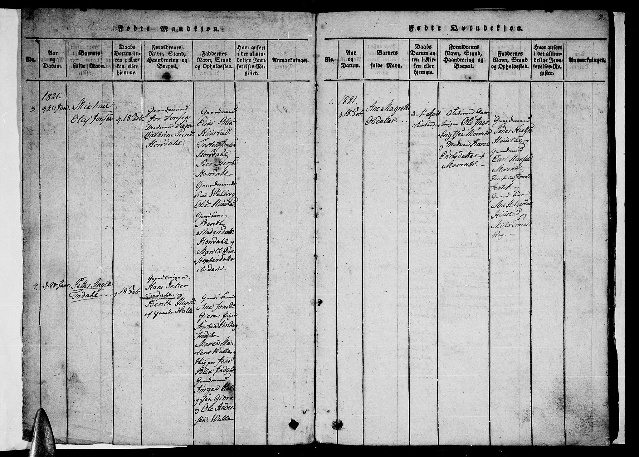 Ministerialprotokoller, klokkerbøker og fødselsregistre - Nordland, AV/SAT-A-1459/805/L0105: Parish register (copy) no. 805C01, 1820-1839, p. 2-3