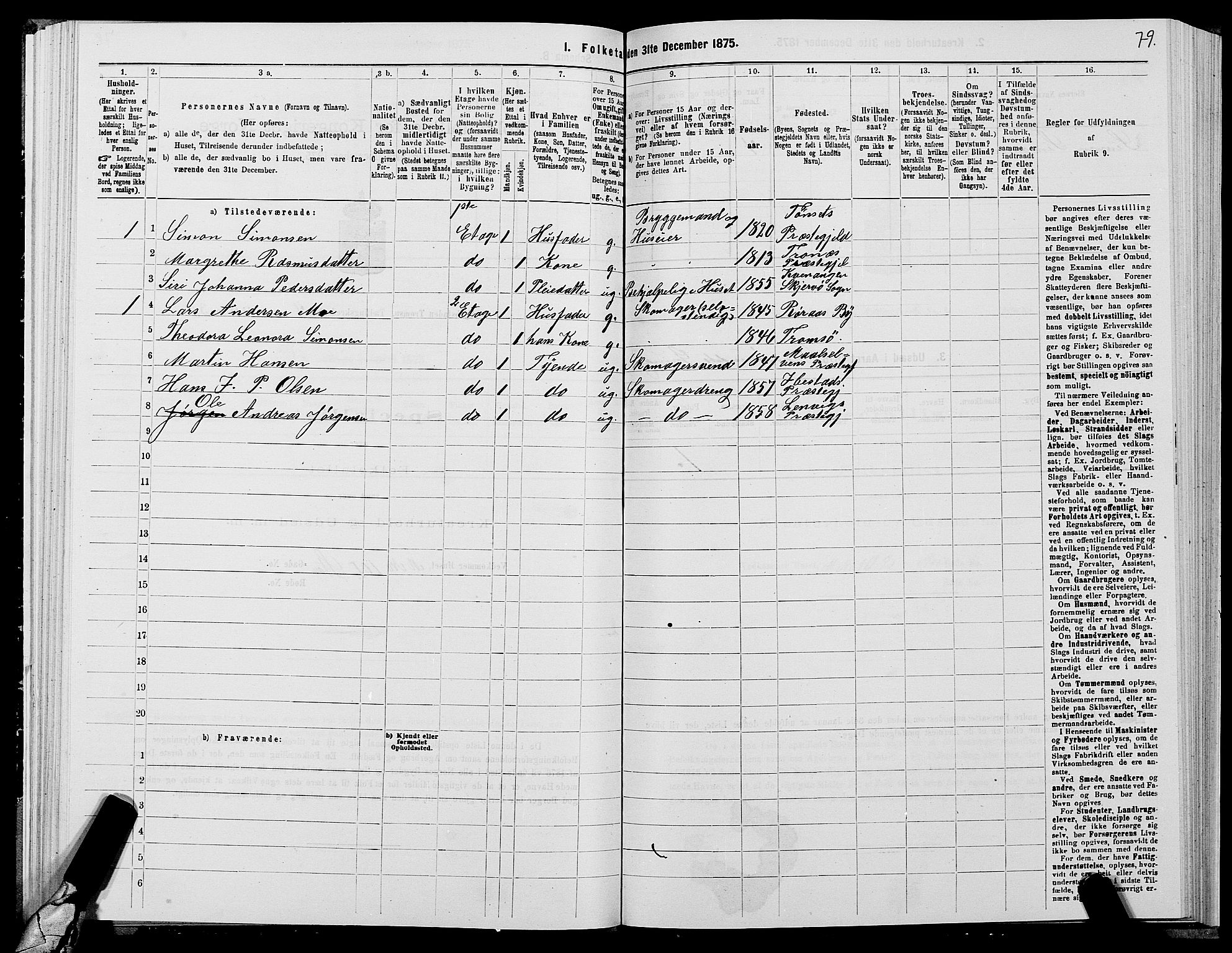 SATØ, 1875 census for 1902P Tromsø, 1875, p. 3079