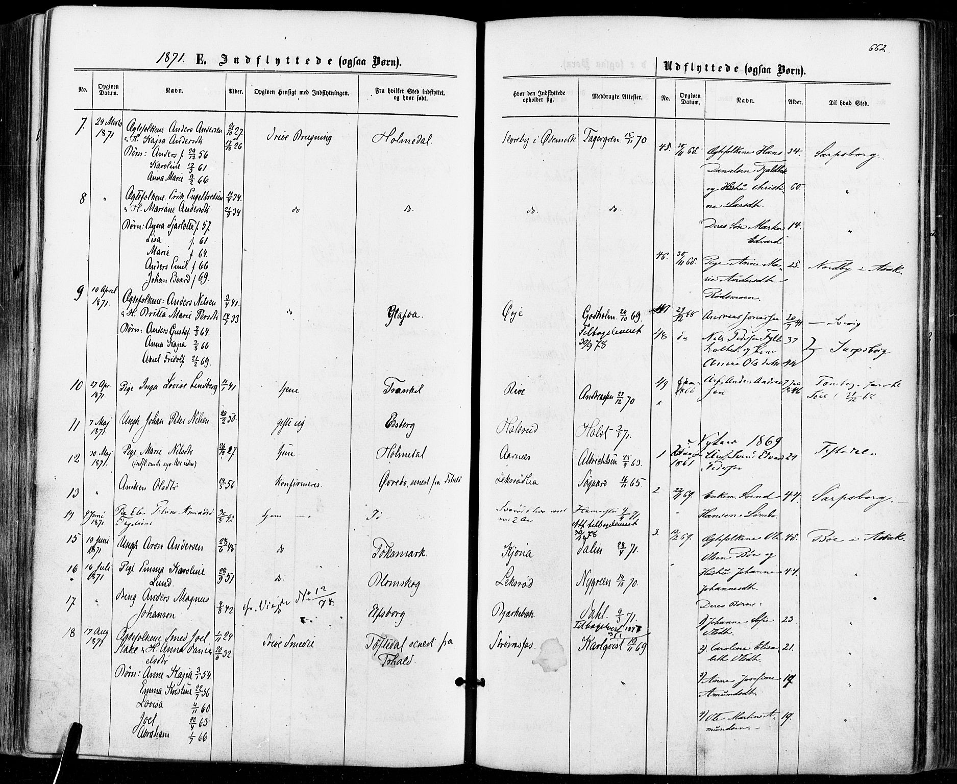 Aremark prestekontor Kirkebøker, AV/SAO-A-10899/F/Fc/L0004: Parish register (official) no. III 4, 1866-1877, p. 661-662