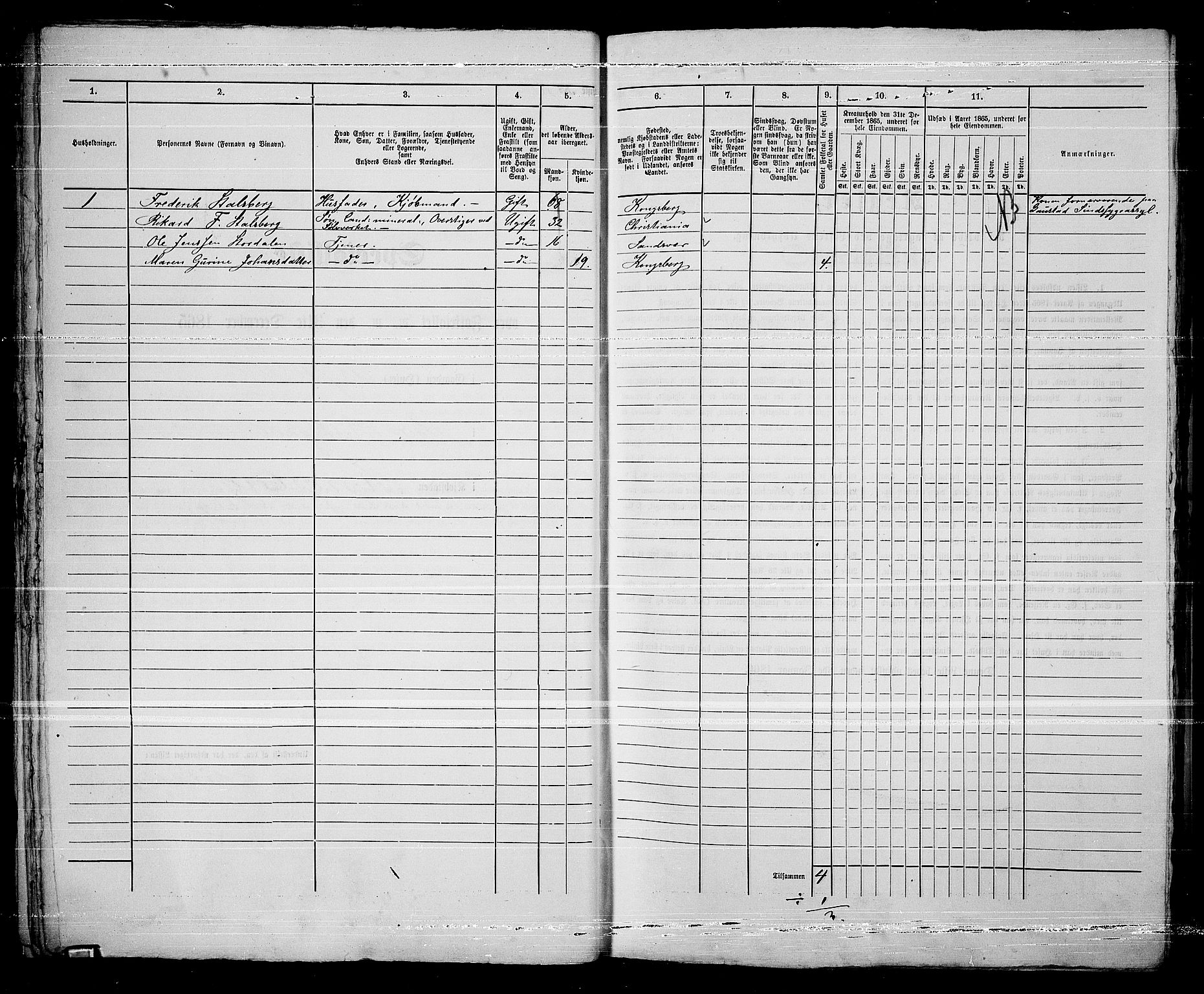 RA, 1865 census for Kongsberg/Kongsberg, 1865, p. 30