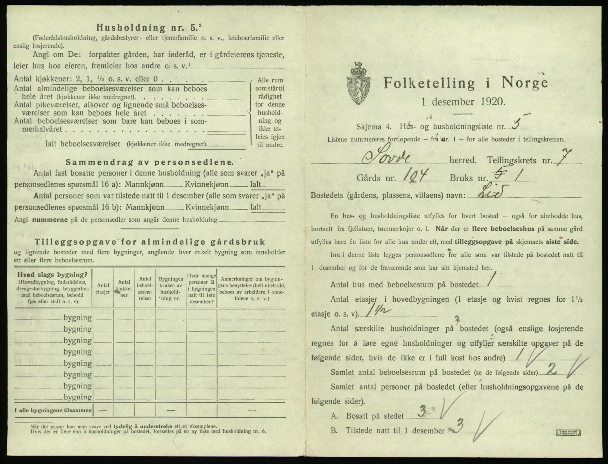 SAT, 1920 census for Syvde, 1920, p. 338