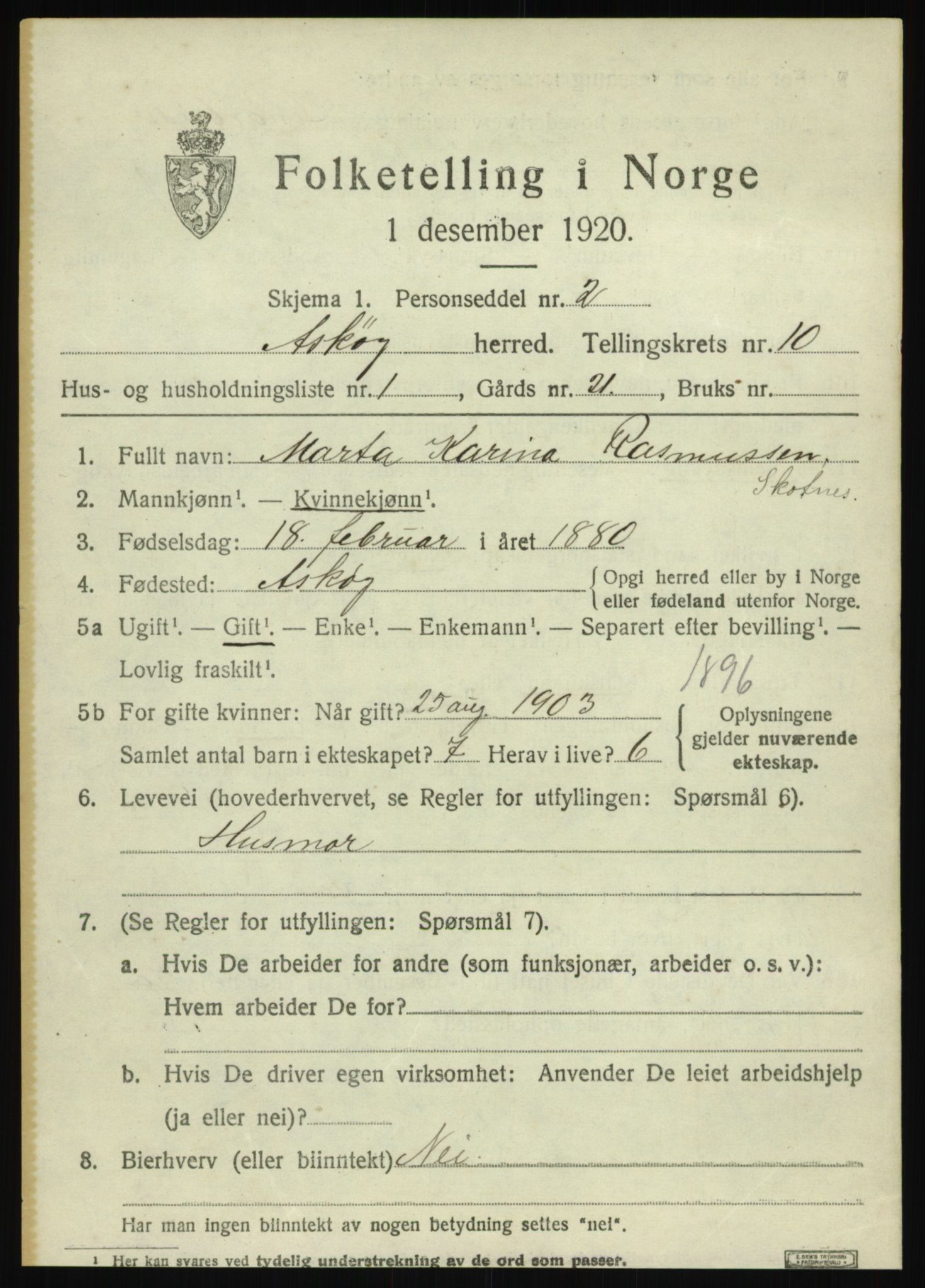 SAB, 1920 census for Askøy, 1920, p. 12760