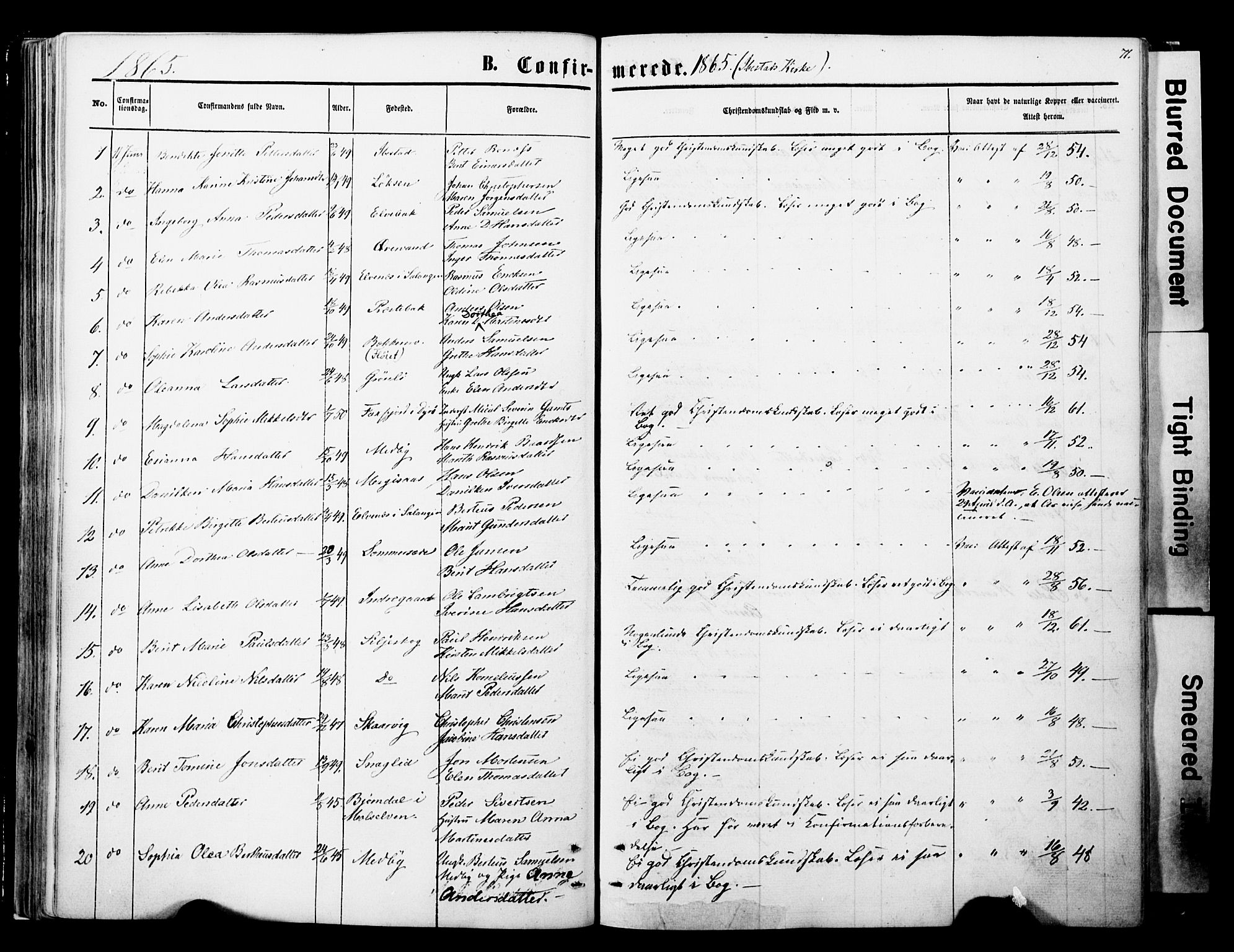 Ibestad sokneprestembete, SATØ/S-0077/H/Ha/Haa/L0013kirke: Parish register (official) no. 13, 1865-1879, p. 71