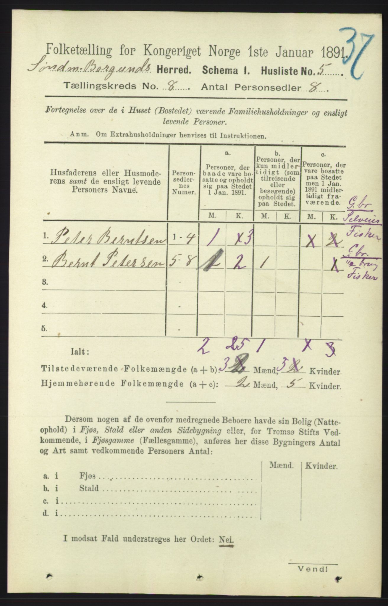 RA, 1891 census for 1531 Borgund, 1891, p. 2111