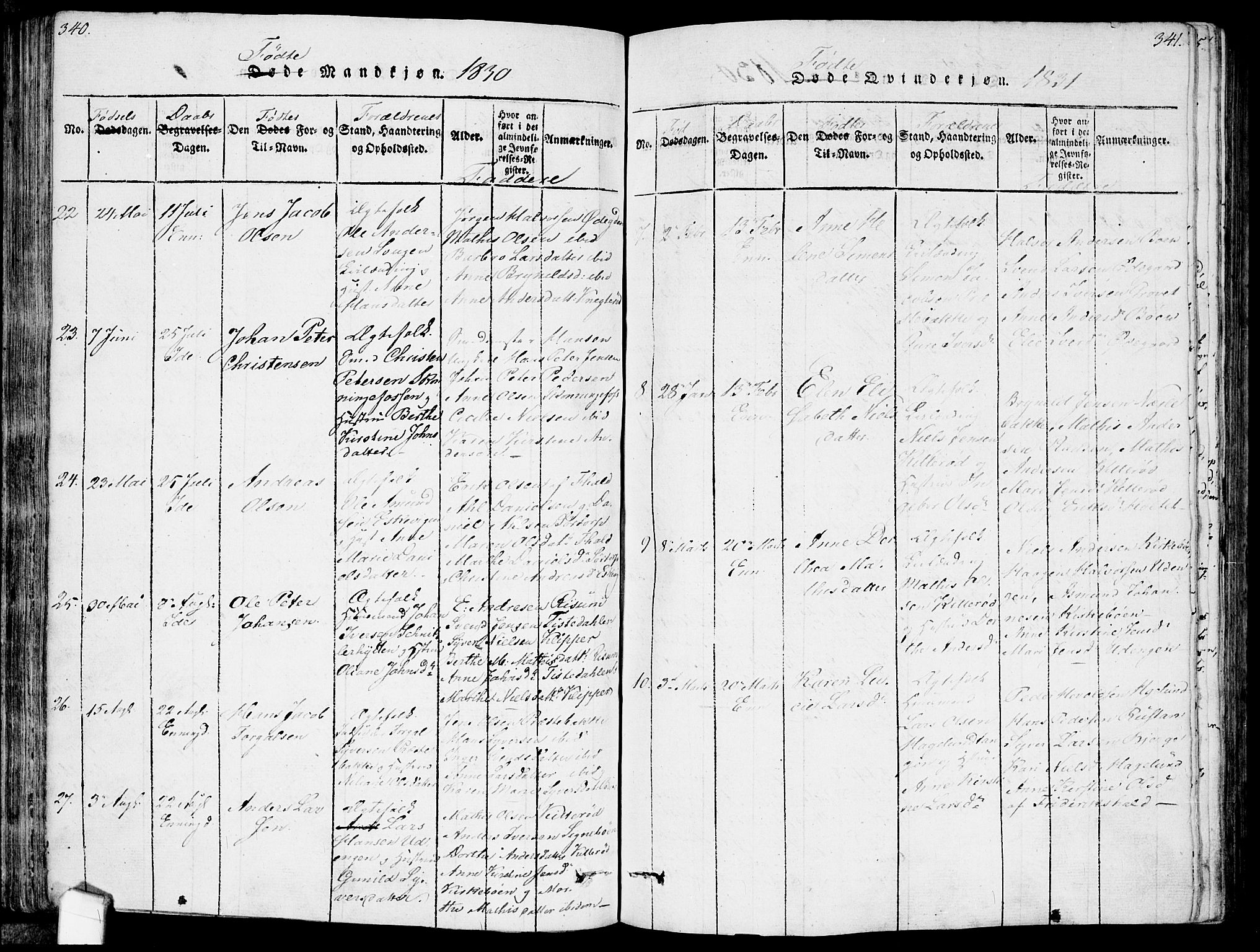 Idd prestekontor Kirkebøker, AV/SAO-A-10911/F/Fc/L0002: Parish register (official) no. III 2, 1815-1831, p. 340-341