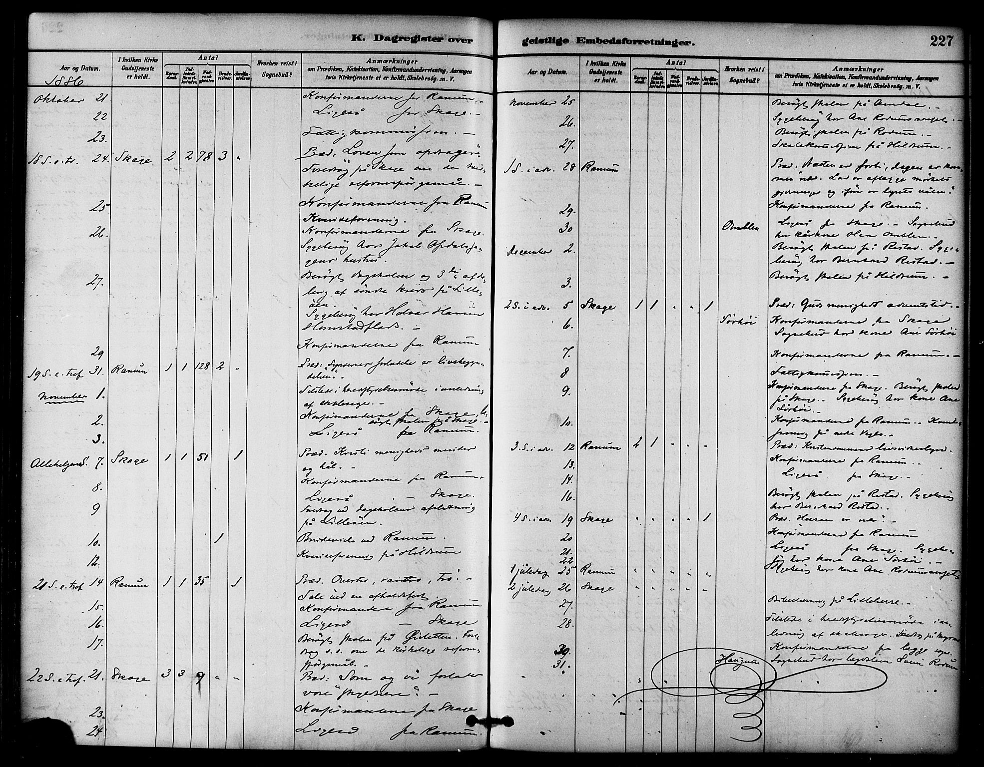 Ministerialprotokoller, klokkerbøker og fødselsregistre - Nord-Trøndelag, AV/SAT-A-1458/764/L0555: Parish register (official) no. 764A10, 1881-1896, p. 227