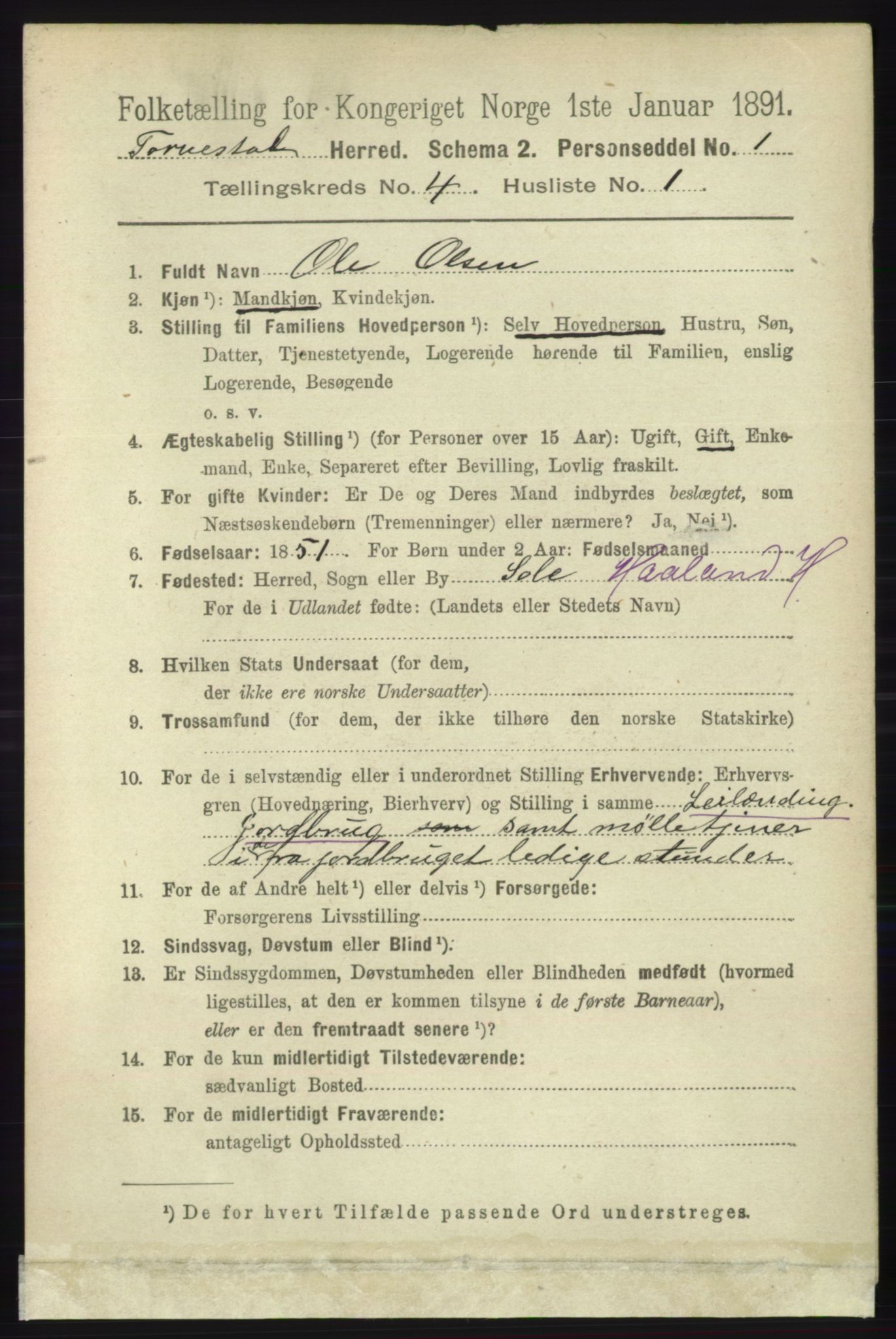 RA, 1891 census for 1152 Torvastad, 1891, p. 1472