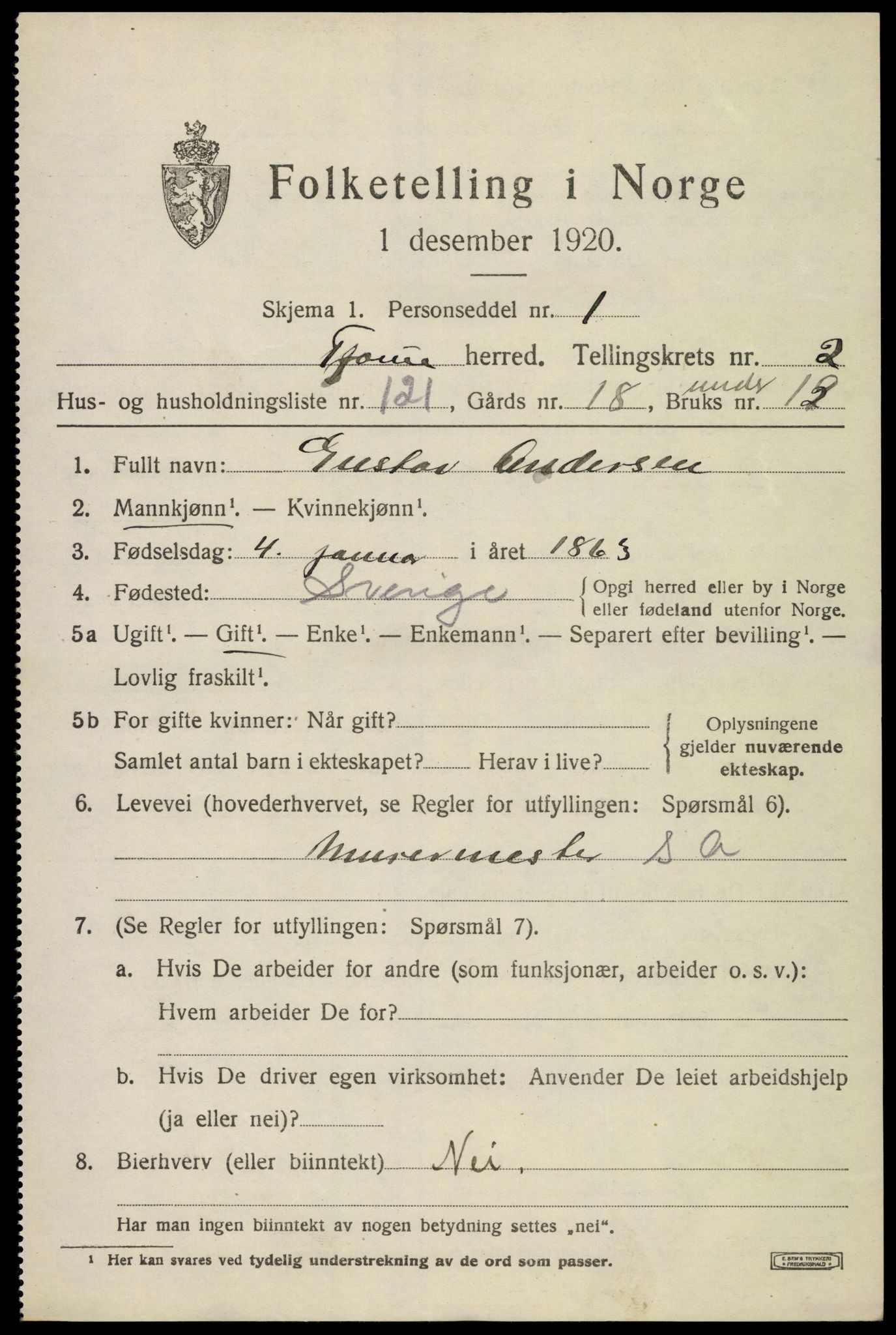 SAKO, 1920 census for Tjøme, 1920, p. 3751