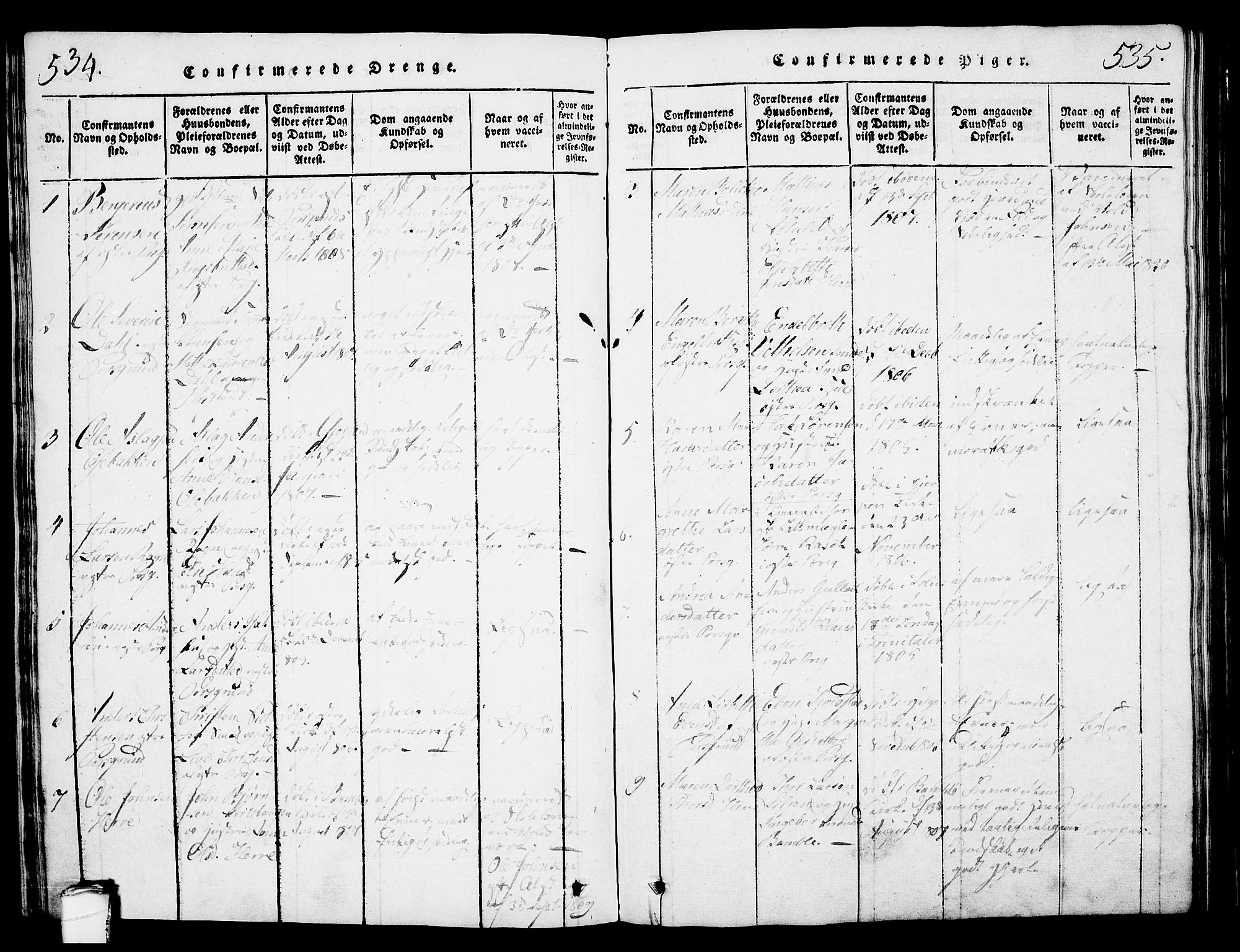 Porsgrunn kirkebøker , SAKO/A-104/G/Gb/L0001: Parish register (copy) no. II 1, 1817-1828, p. 534-535