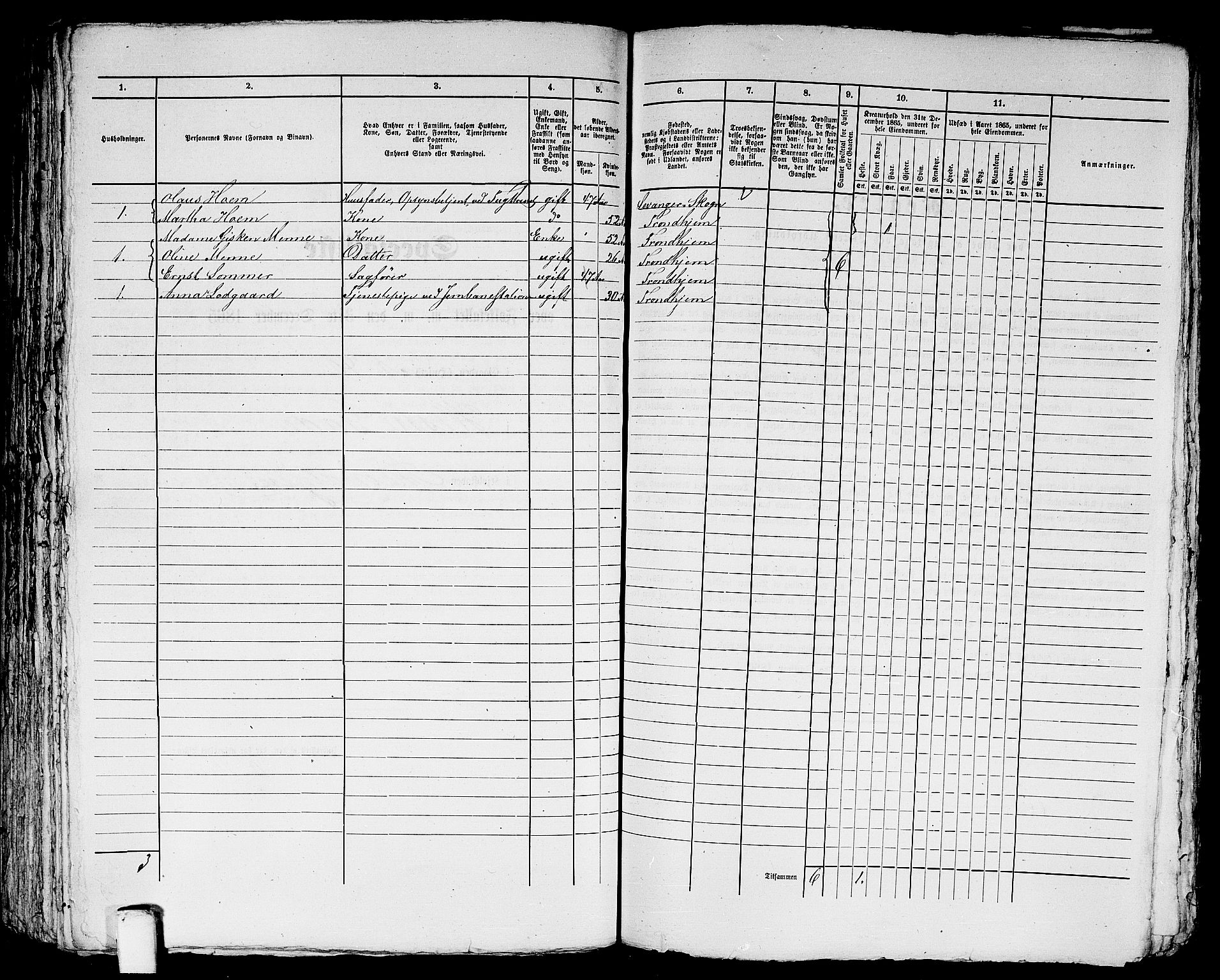 RA, 1865 census for Trondheim, 1865, p. 1751