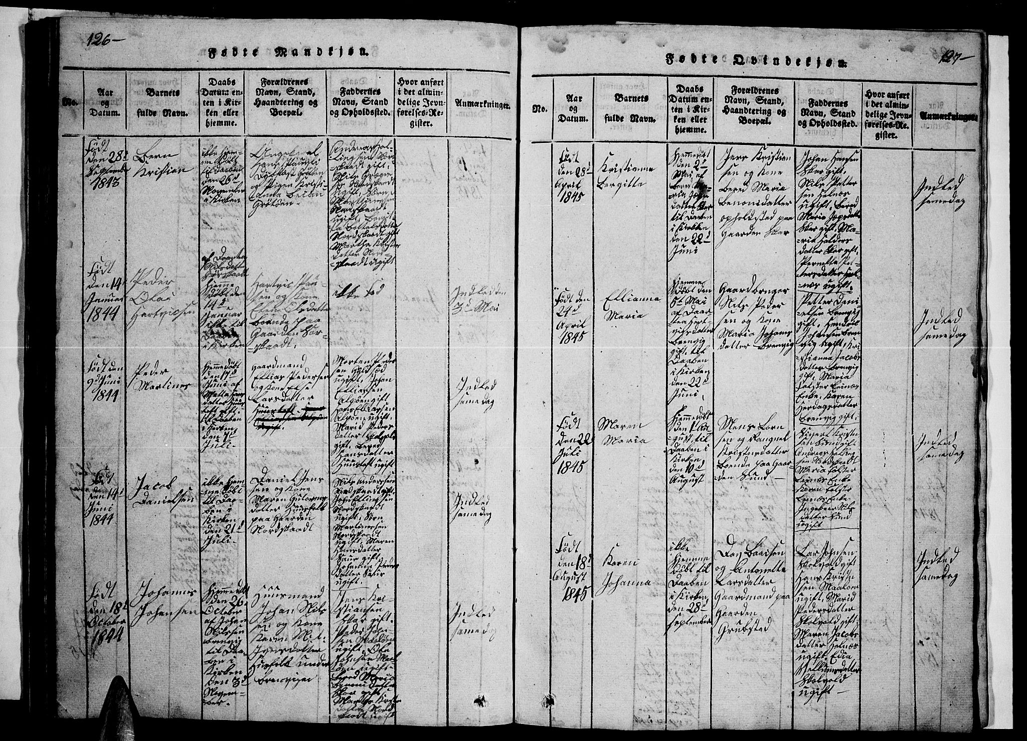 Ministerialprotokoller, klokkerbøker og fødselsregistre - Nordland, AV/SAT-A-1459/857/L0826: Parish register (copy) no. 857C01, 1821-1852, p. 126-127