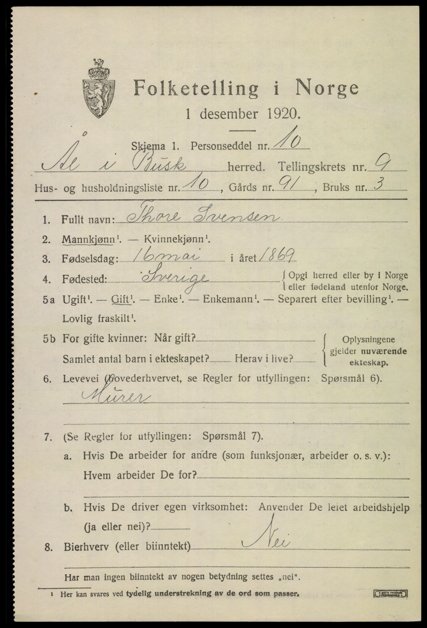 SAKO, 1920 census for Ål, 1920, p. 5792