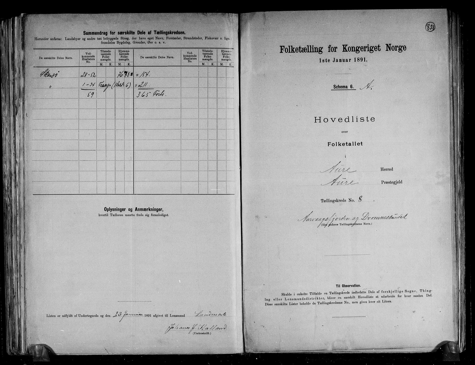 RA, 1891 census for 1569 Aure, 1891, p. 19