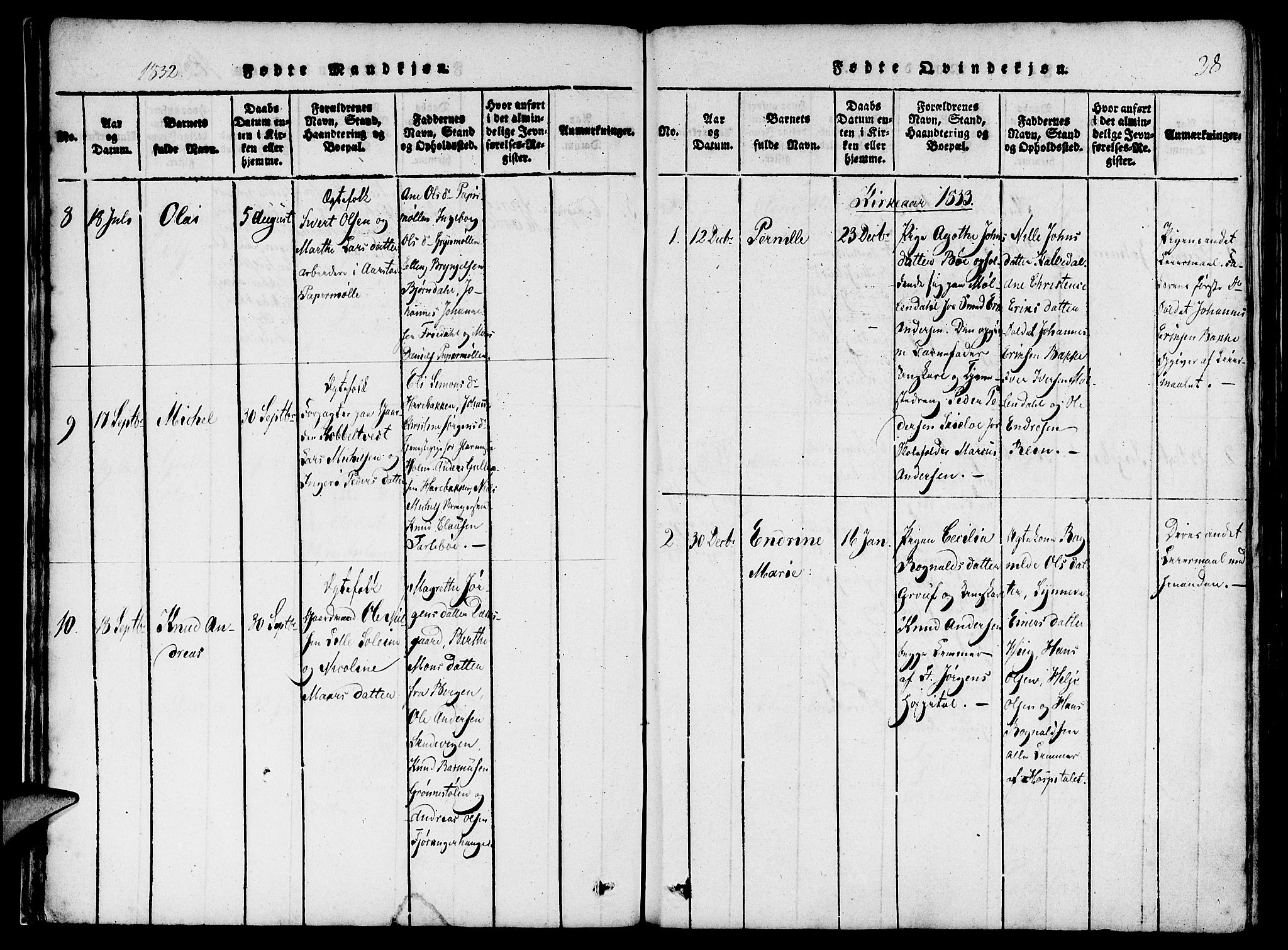 St. Jørgens hospital og Årstad sokneprestembete, AV/SAB-A-99934: Parish register (official) no. A 3, 1815-1843, p. 38