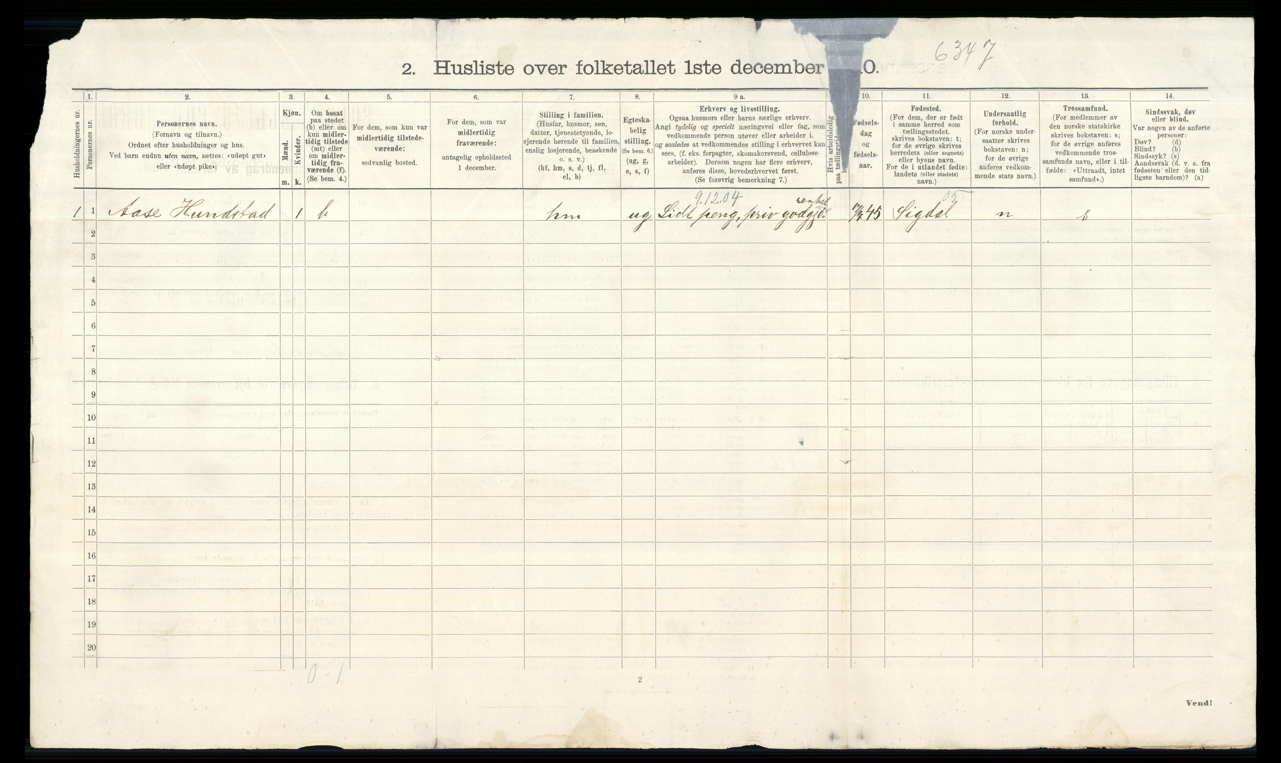 RA, 1910 census for Modum, 1910, p. 2201
