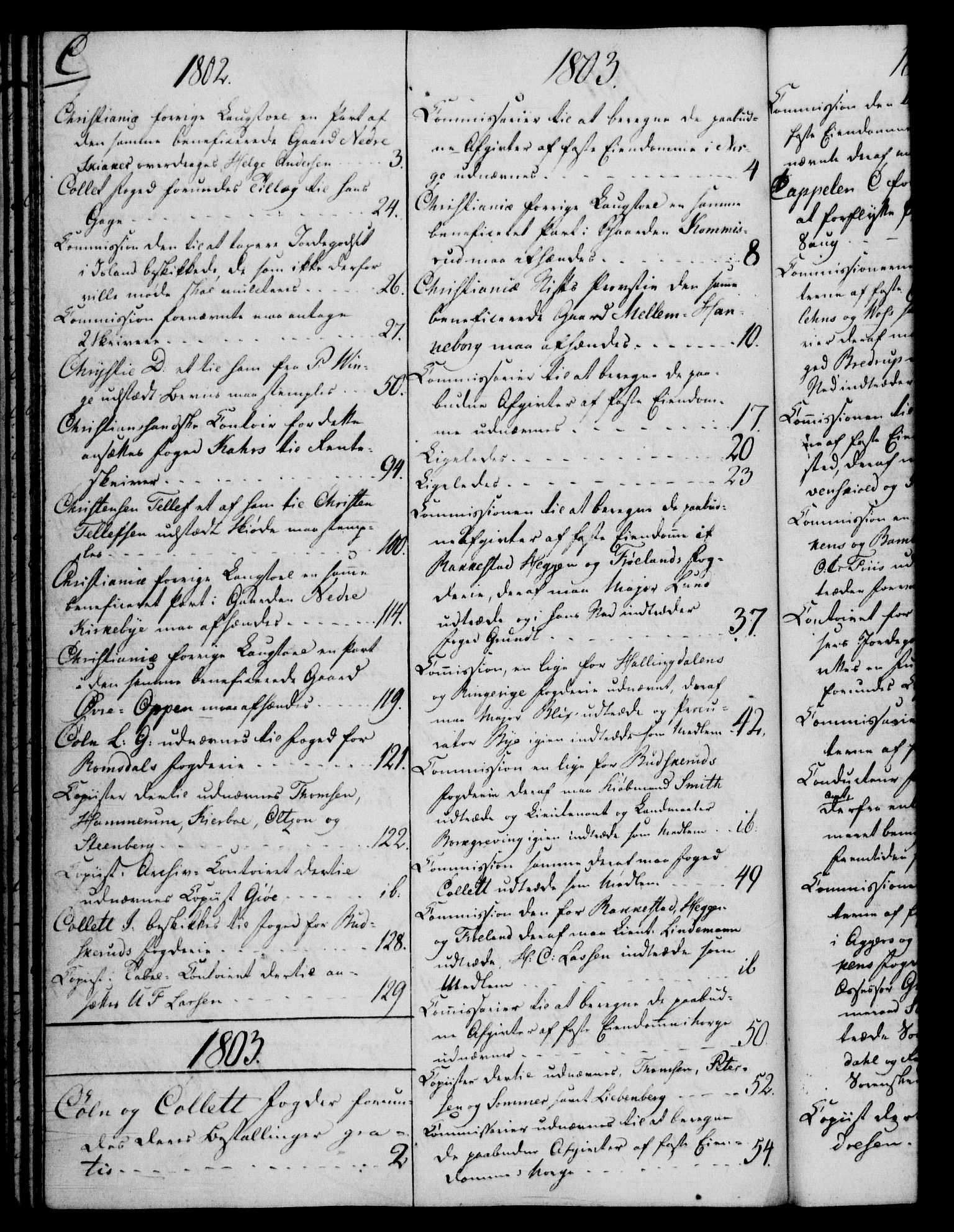 Rentekammeret, Kammerkanselliet, RA/EA-3111/G/Gf/Gfb/L0016: Register til norske relasjons- og resolusjonsprotokoller (merket RK 52.111), 1801-1814, p. 44