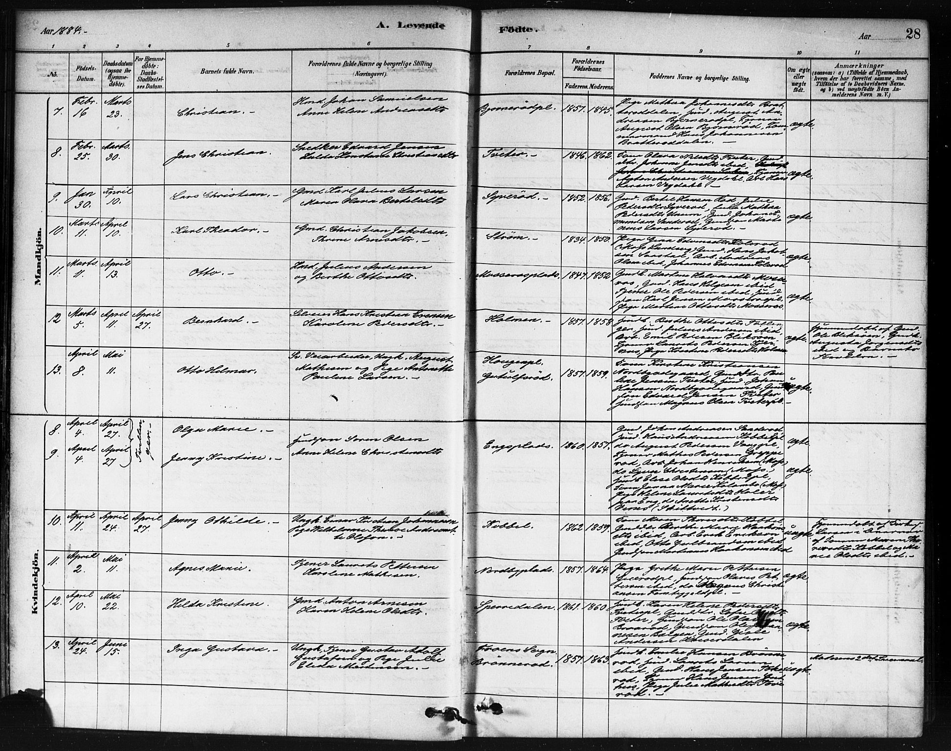 Våler prestekontor Kirkebøker, SAO/A-11083/F/Fa/L0010: Parish register (official) no. I 10, 1878-1896, p. 28
