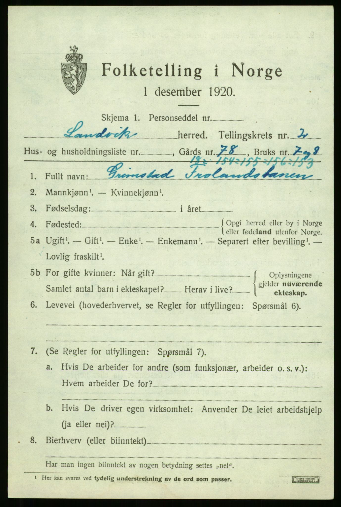 RA, 1920 census: Additional forms, 1920, p. 55