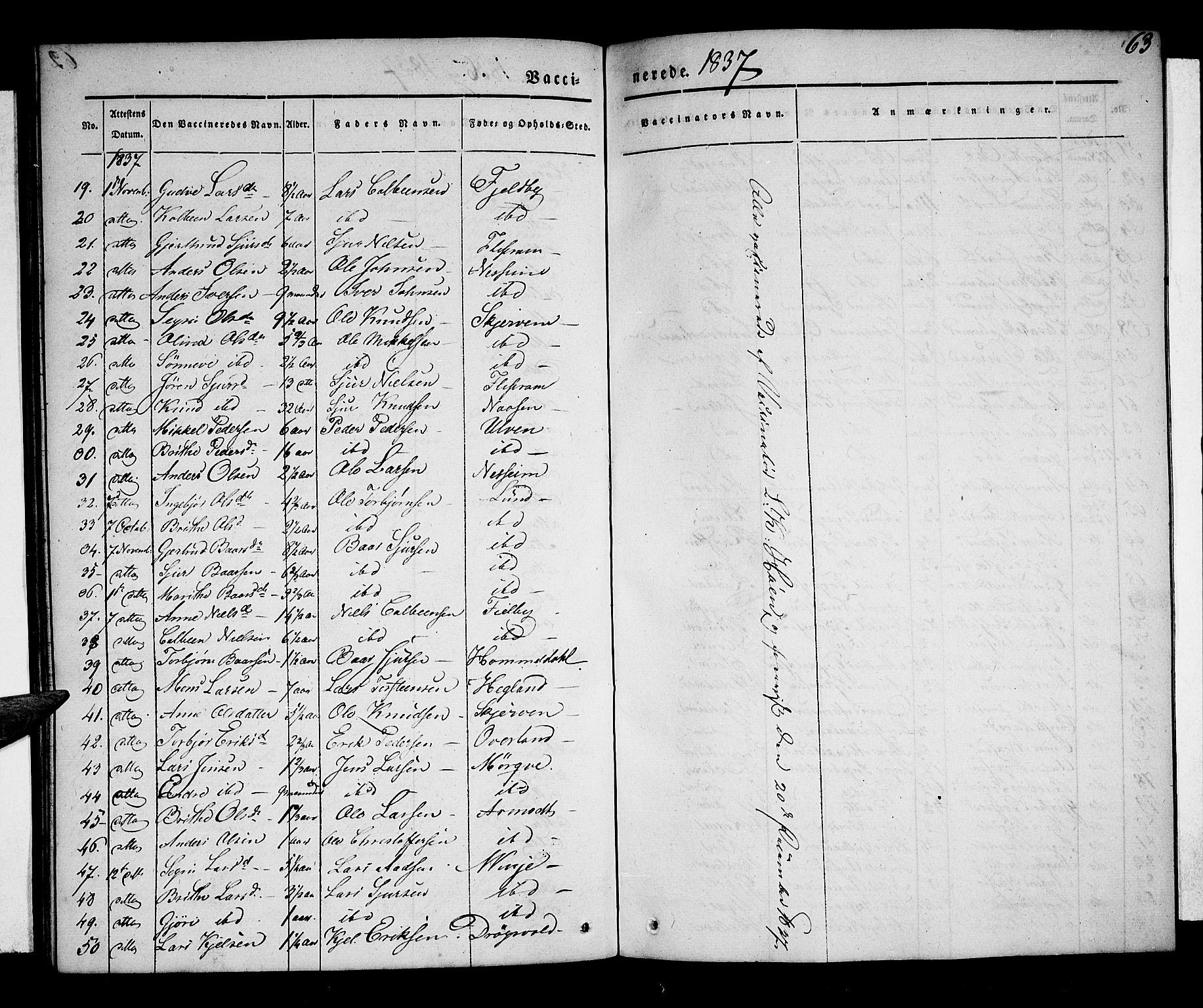 Voss sokneprestembete, AV/SAB-A-79001/H/Haa: Parish register (official) no. A 14, 1837-1847, p. 63