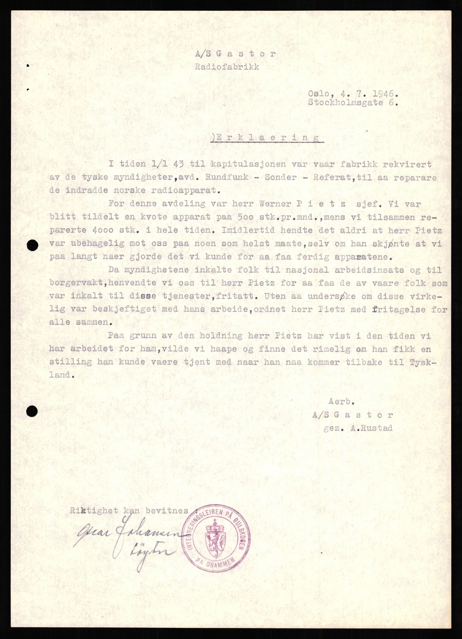 Forsvaret, Forsvarets overkommando II, AV/RA-RAFA-3915/D/Db/L0026: CI Questionaires. Tyske okkupasjonsstyrker i Norge. Tyskere., 1945-1946, p. 191