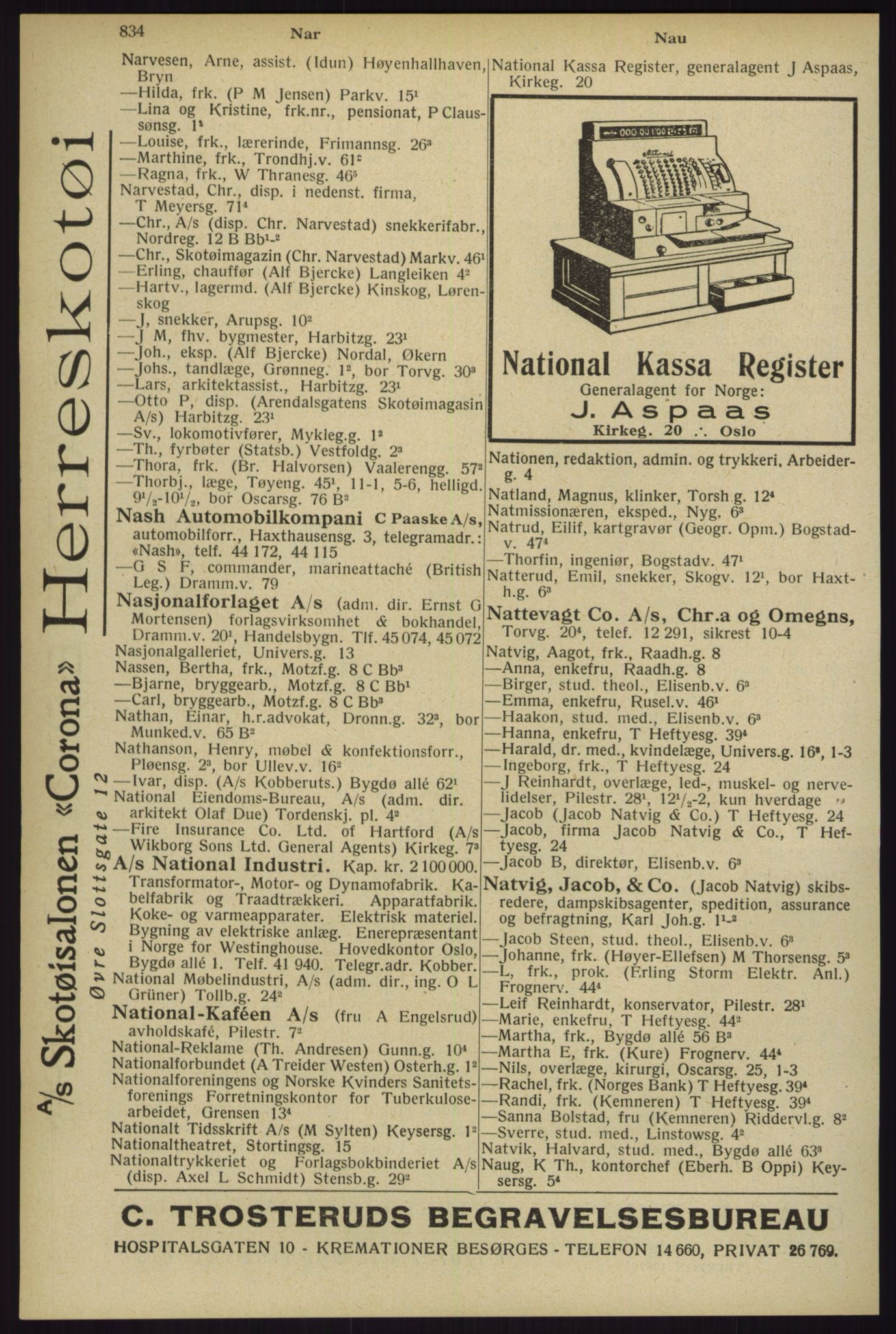 Kristiania/Oslo adressebok, PUBL/-, 1929, p. 834