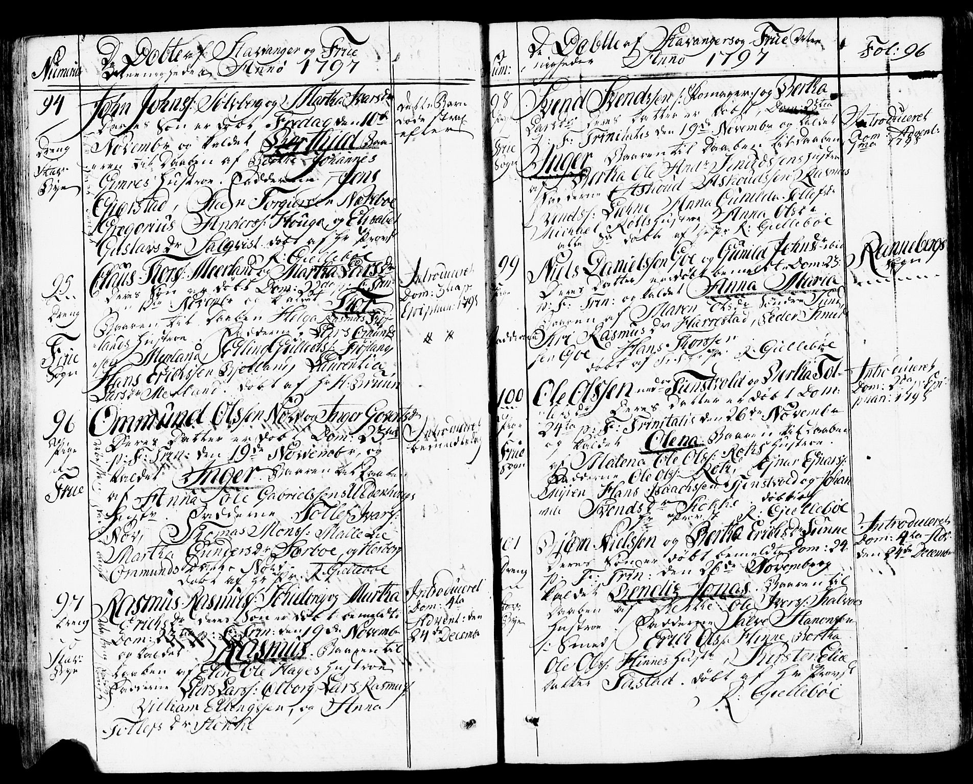 Domkirken sokneprestkontor, AV/SAST-A-101812/001/30/30BB/L0007: Parish register (copy) no. B 7, 1791-1813, p. 96