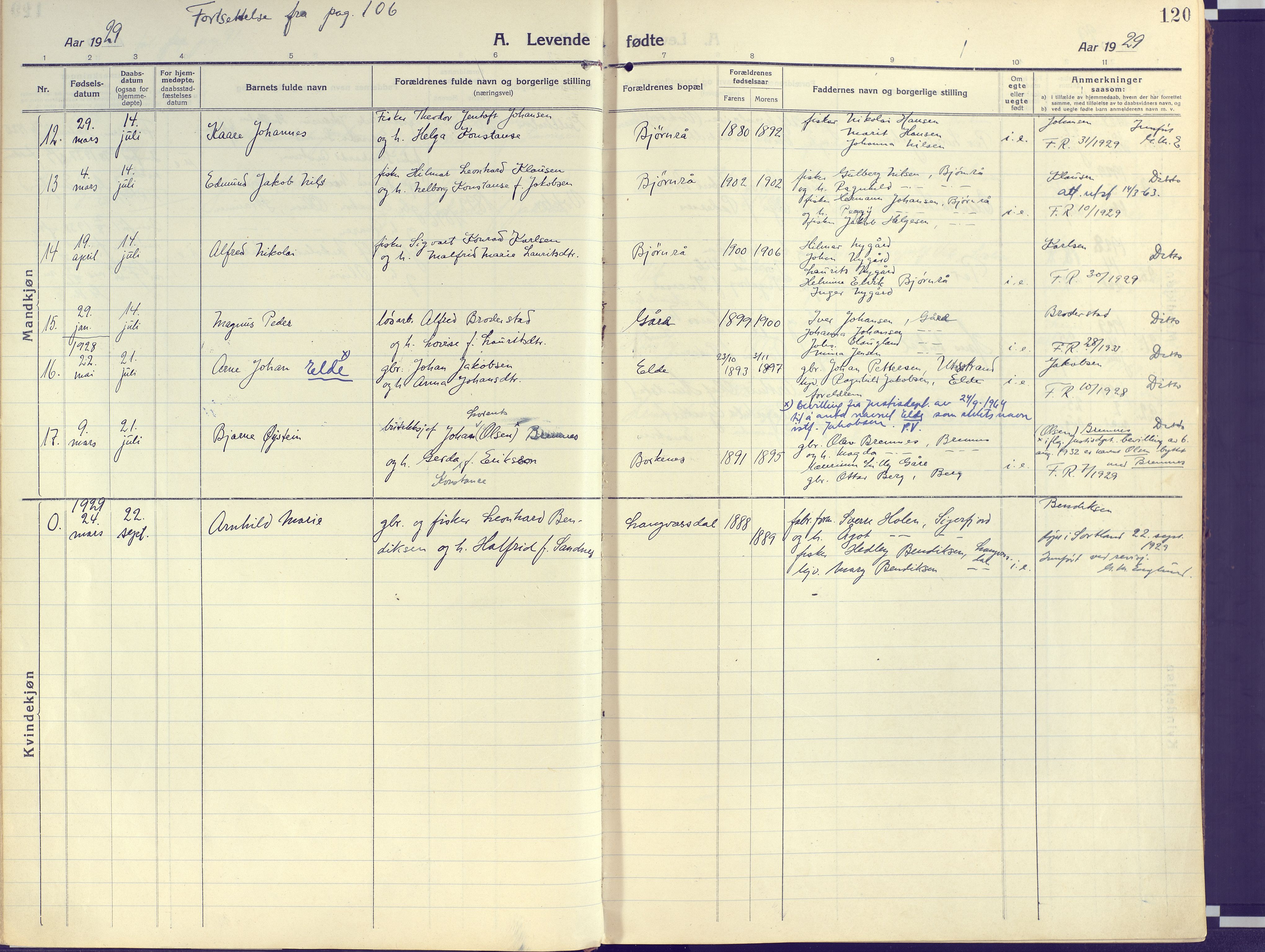 Kvæfjord sokneprestkontor, AV/SATØ-S-1323/G/Ga/Gaa/L0007kirke: Parish register (official) no. 7, 1915-1931, p. 120