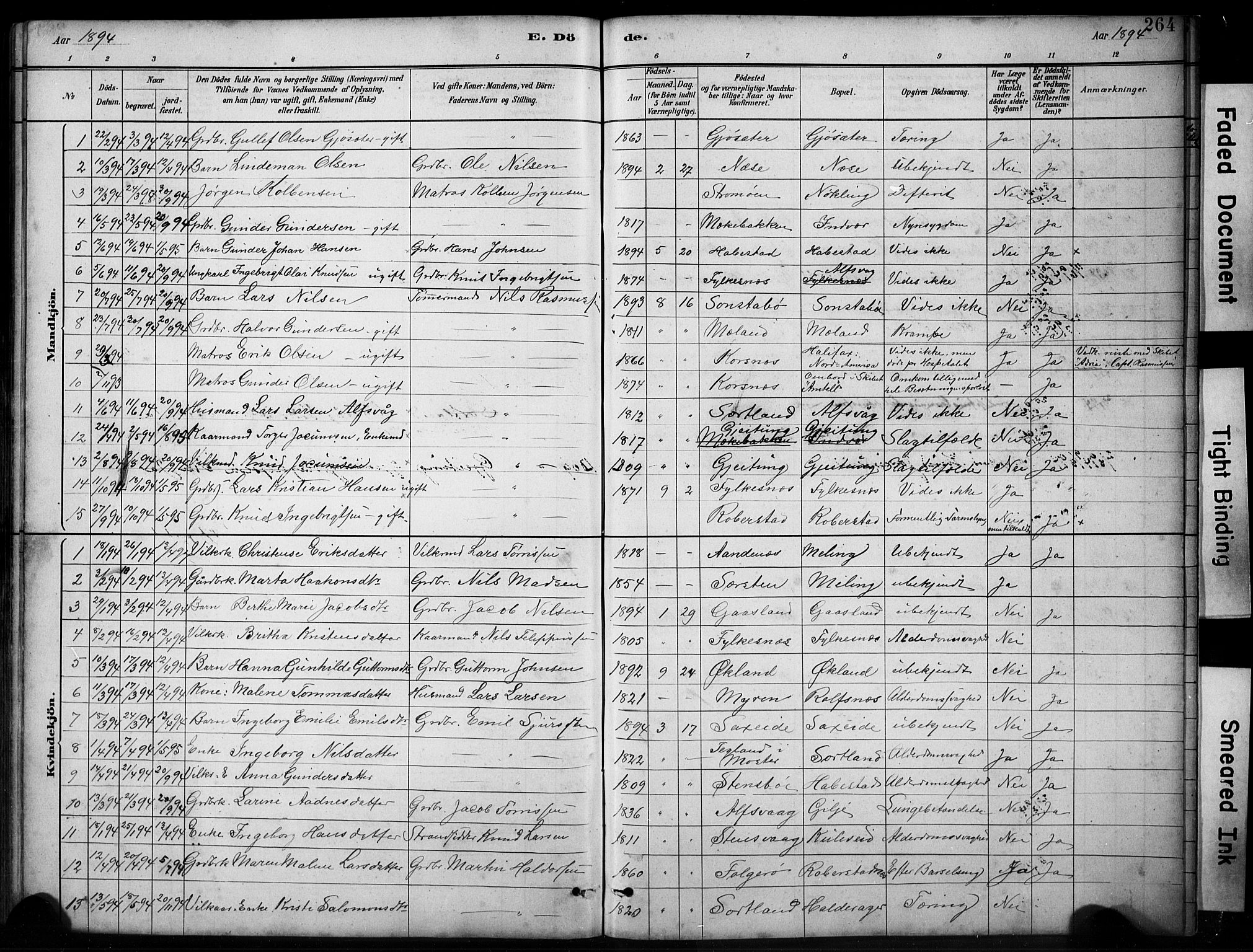 Finnås sokneprestembete, SAB/A-99925/H/Ha/Hab/Habb/L0003: Parish register (copy) no. B 3, 1882-1897, p. 264