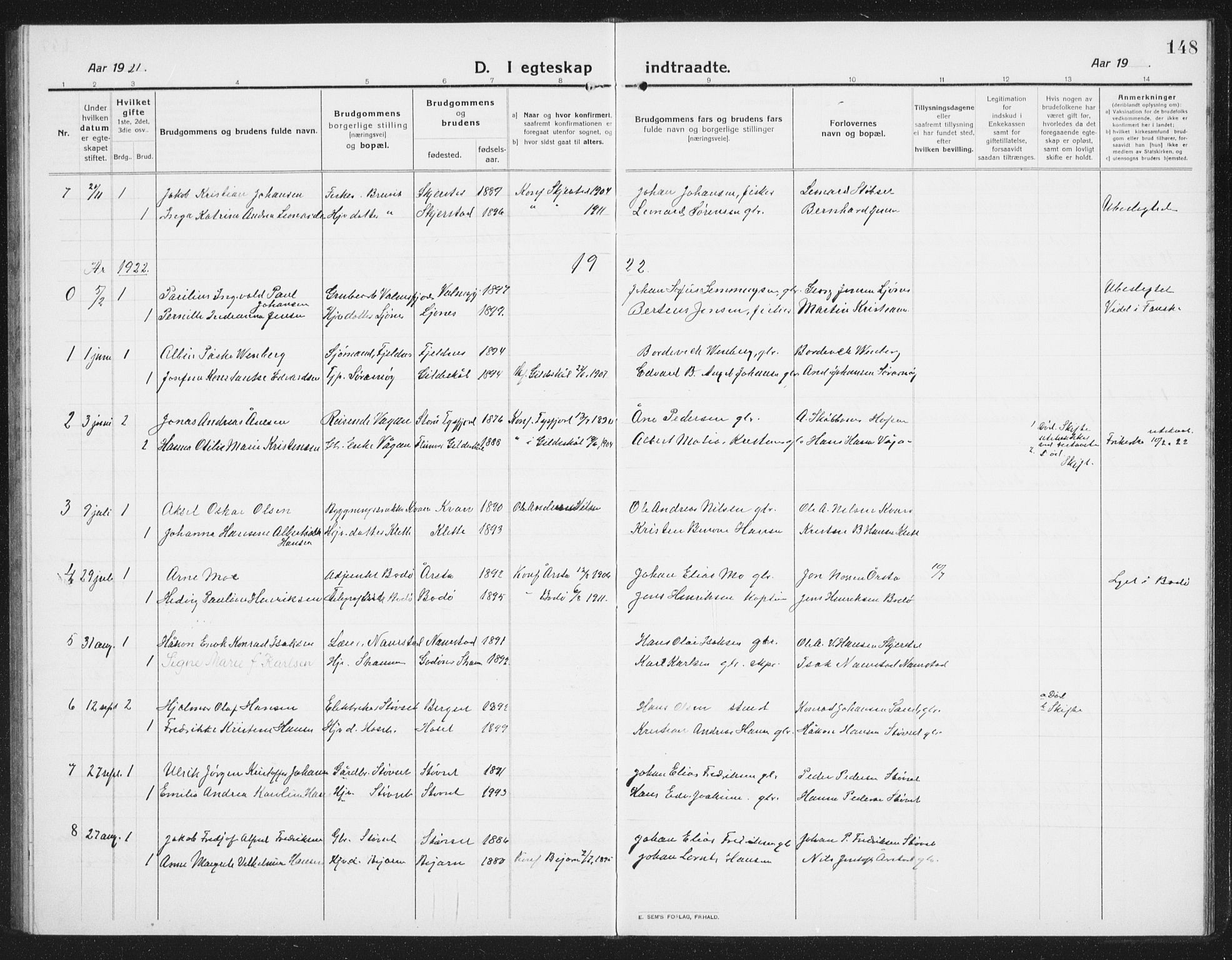 Ministerialprotokoller, klokkerbøker og fødselsregistre - Nordland, AV/SAT-A-1459/852/L0757: Parish register (copy) no. 852C08, 1916-1934, p. 148