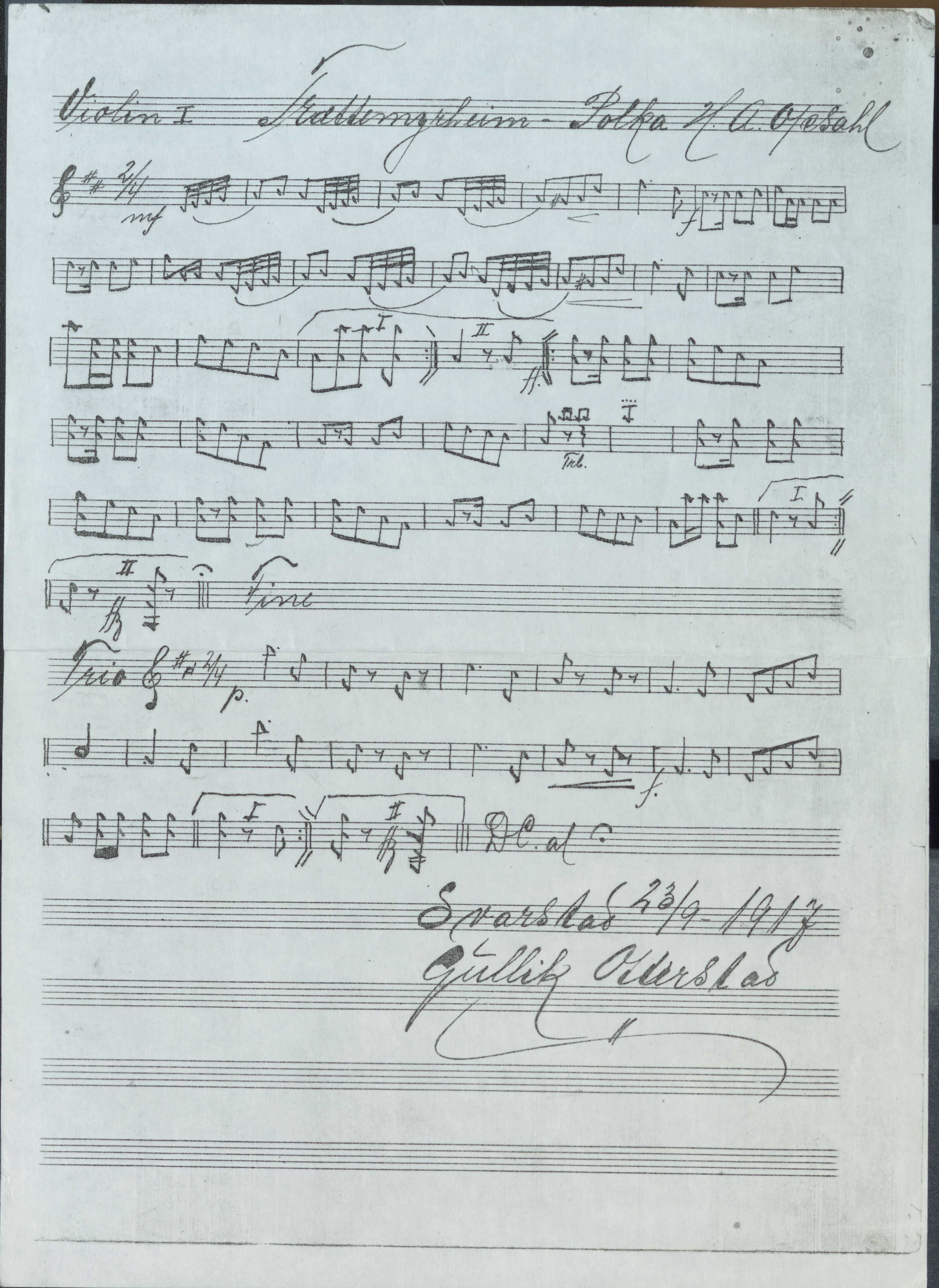 Sa 42 - Storgårds- og folkemusikk fra Klokkergården (Lardal bygdetun), VEMU/A-2514/F/L0001/0006: Originale håndskrevne, trykte og kopierte noter og notebøker, hefter, brev m.m. / Noter etter Hans Andreassen Opsahl, Lardal, 1820-1920
