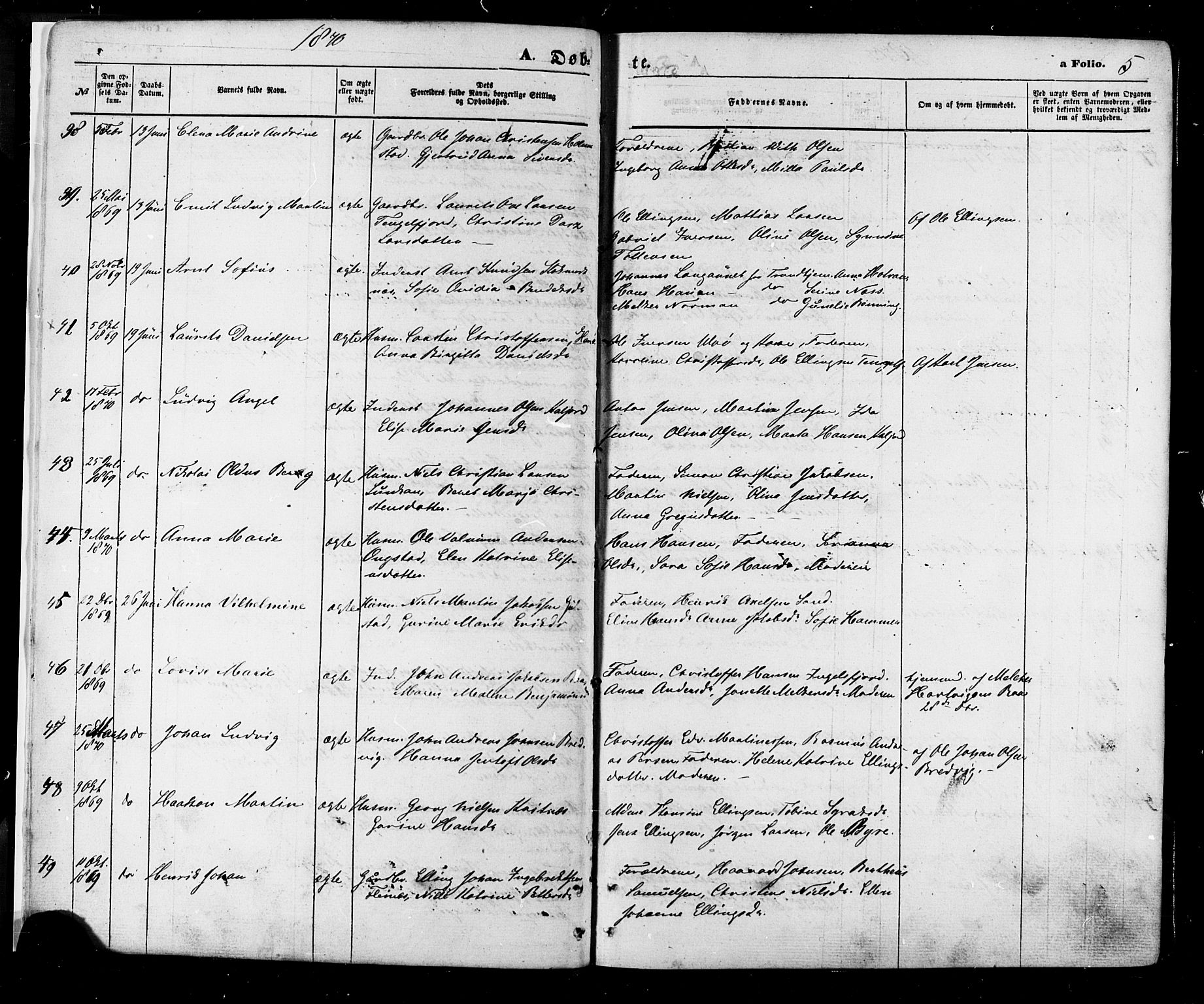 Ministerialprotokoller, klokkerbøker og fødselsregistre - Nordland, AV/SAT-A-1459/888/L1242: Parish register (official) no. 888A08, 1870-1875, p. 5