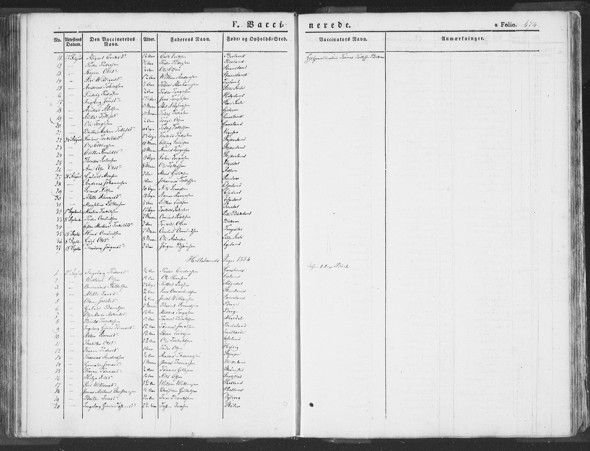 Helleland sokneprestkontor, SAST/A-101810: Parish register (official) no. A 6.2, 1834-1863, p. 474