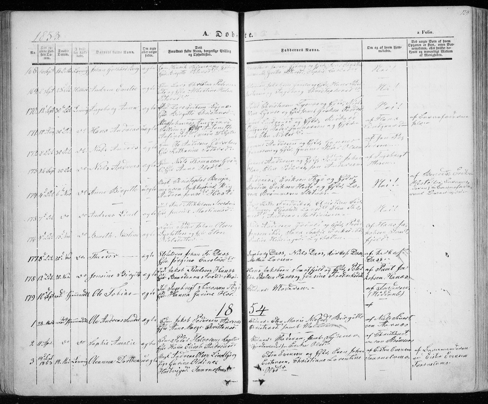 Lenvik sokneprestembete, SATØ/S-1310/H/Ha/Haa/L0006kirke: Parish register (official) no. 6, 1845-1854, p. 124